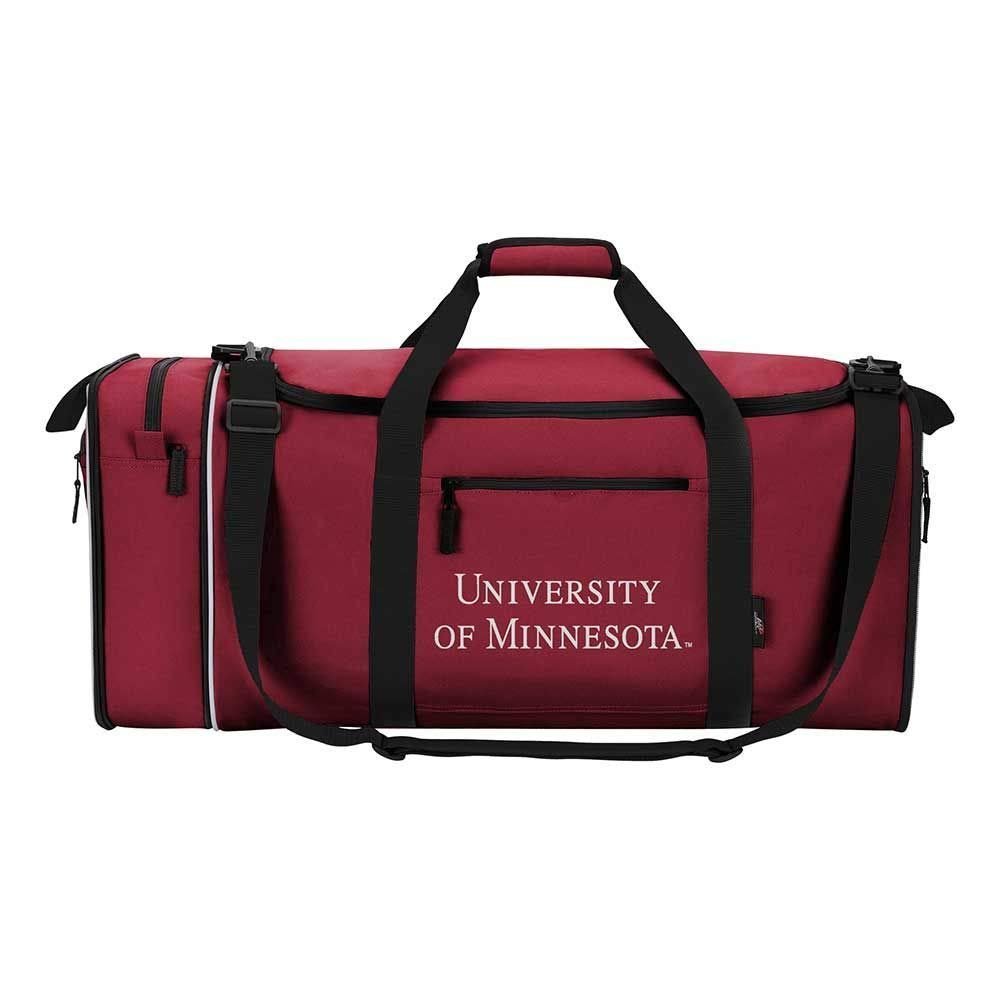 University of Minnesota Golden Gophers Premium Duffel Bag 28x12x11 Inch, Team Color, Heavy Duty, Steal Design
