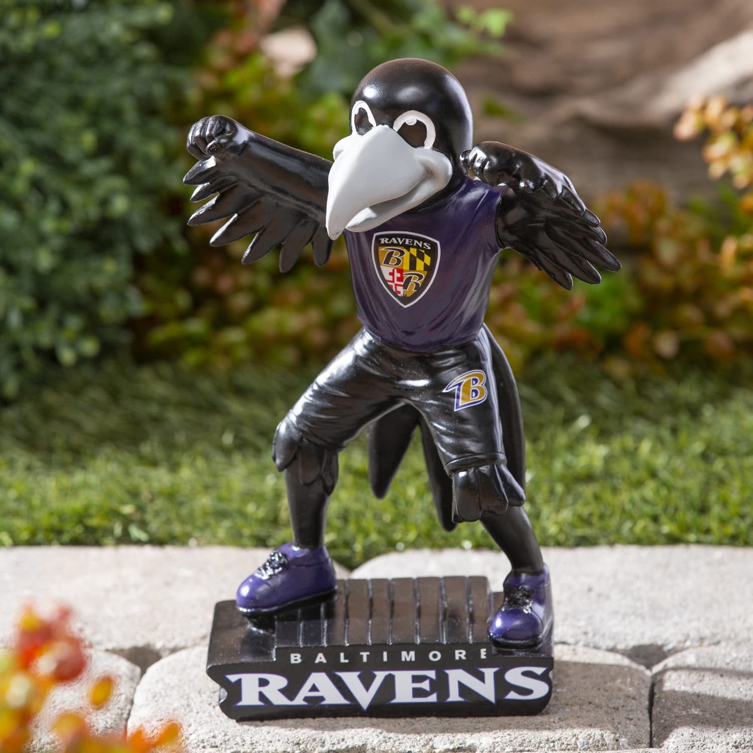 Baltimore Ravens Team Mascot Garden Statue, Hand Painted Resin, 12 Inch, Indoor Outdoor Decorative Sports Mascot, Officially Licensed