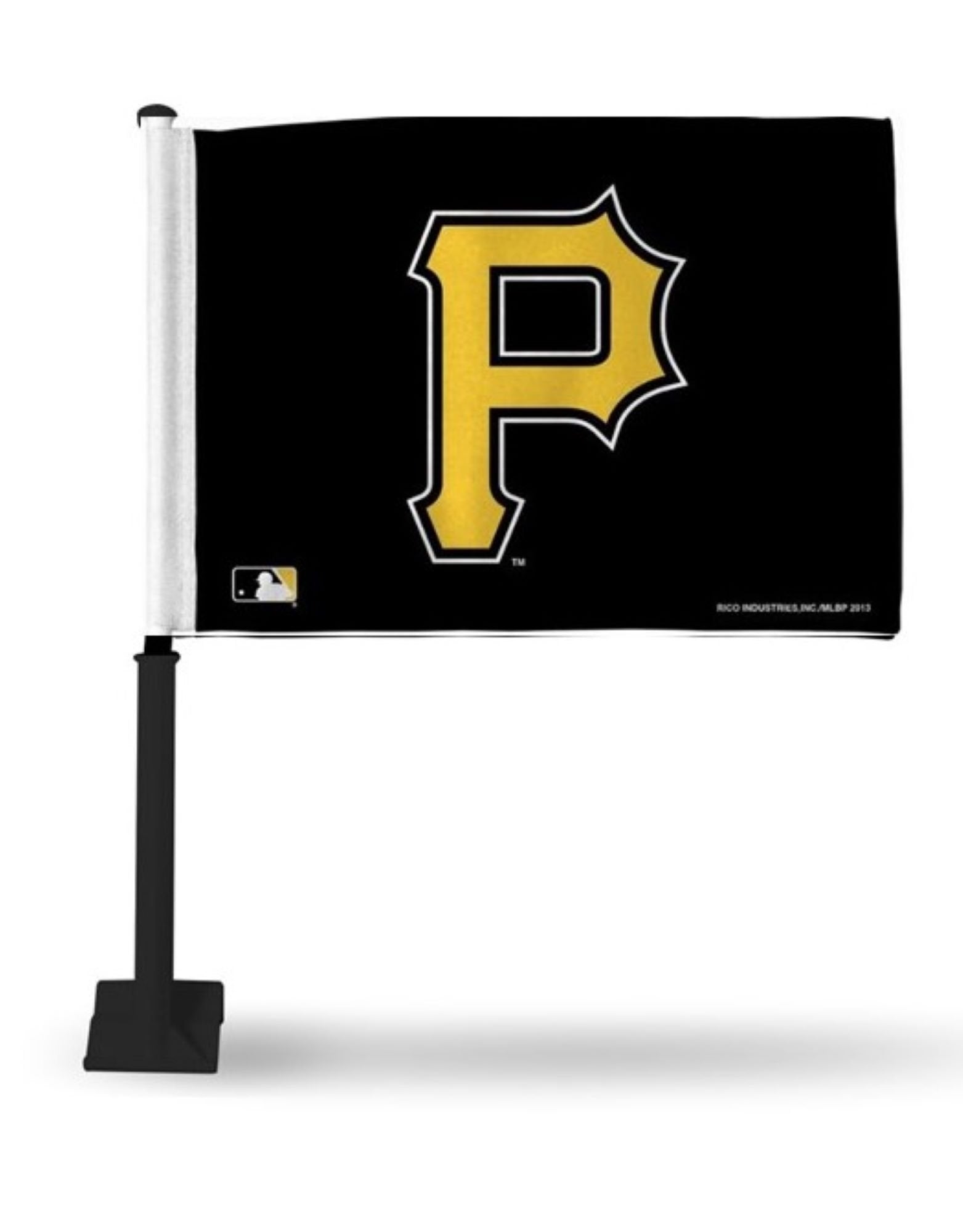 Pittsburgh Pirates Premium Double Sided Car Flag Banner with included Plastic Display Pole