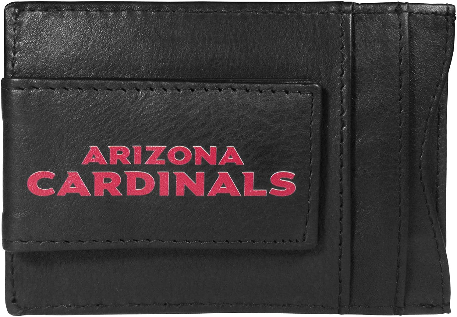 Arizona Cardinals Black Leather Wallet, Front Pocket Magnetic Money Clip, Printed Logo