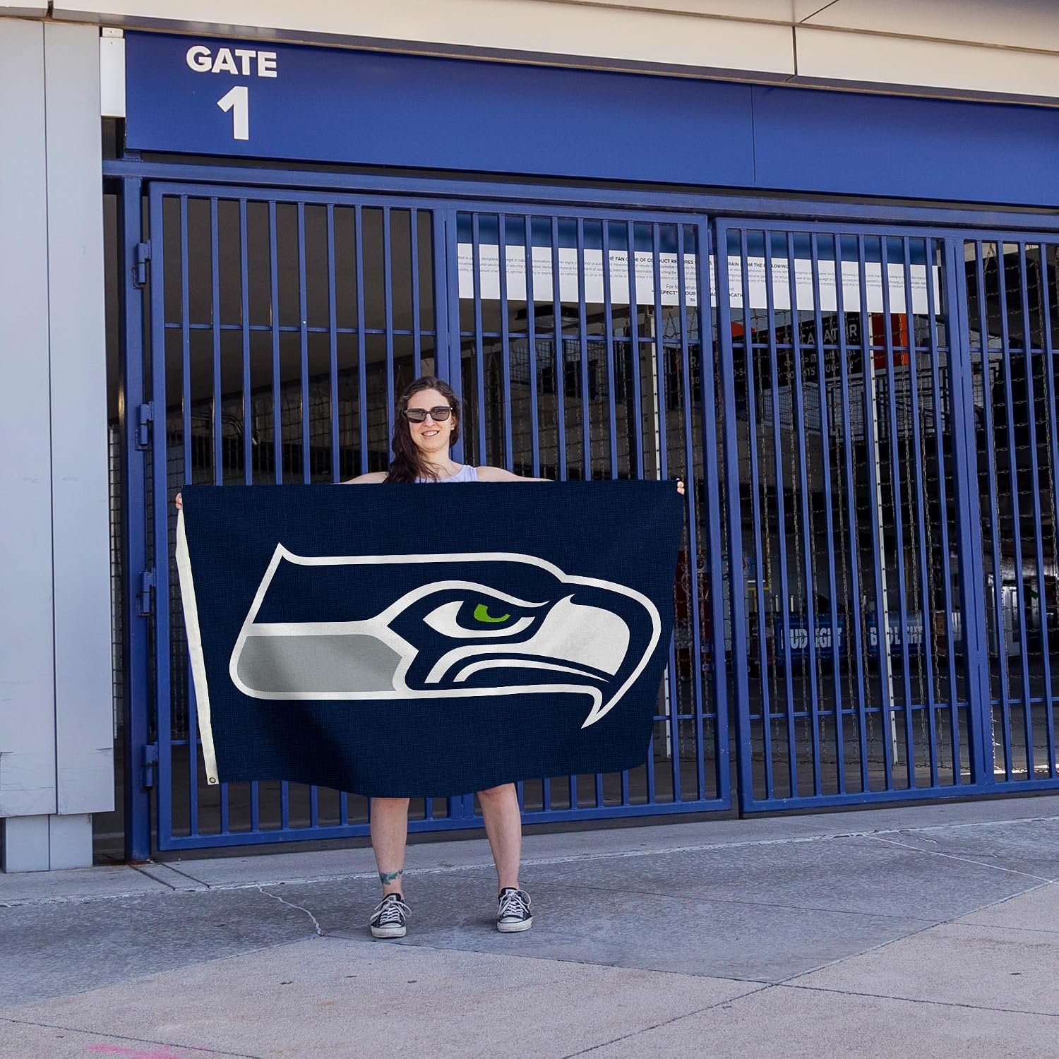Seattle Seahawks Premium 3x5 Feet Flag Banner, Logo Design, Polyester, Metal Grommets, Officially Licensed