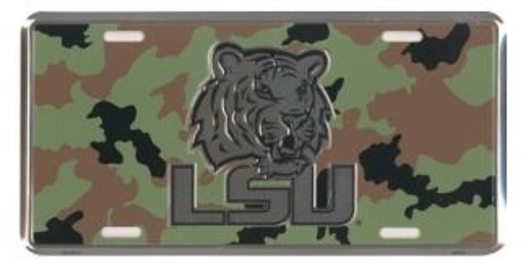 Louisiana State University Tigers LSU Premium Metal Tag License Plate, Camo Design, 12x6 Inch, Pre-Drilled Holes, Officially Licensed