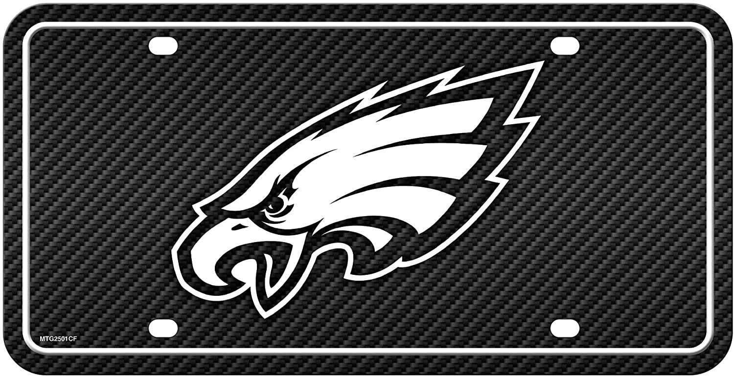 Philadelphia Eagles Metal Auto Tag License Plate, Carbon Fiber Design, 6x12 Inch