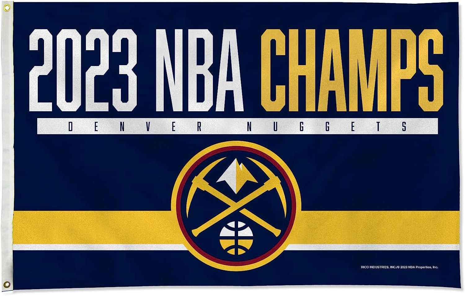 Denver Nuggets 2023 NBA Champions 3x5 Feet Banner Flag Single Sided, Indoor or Outdoor Use, Metal Grommets