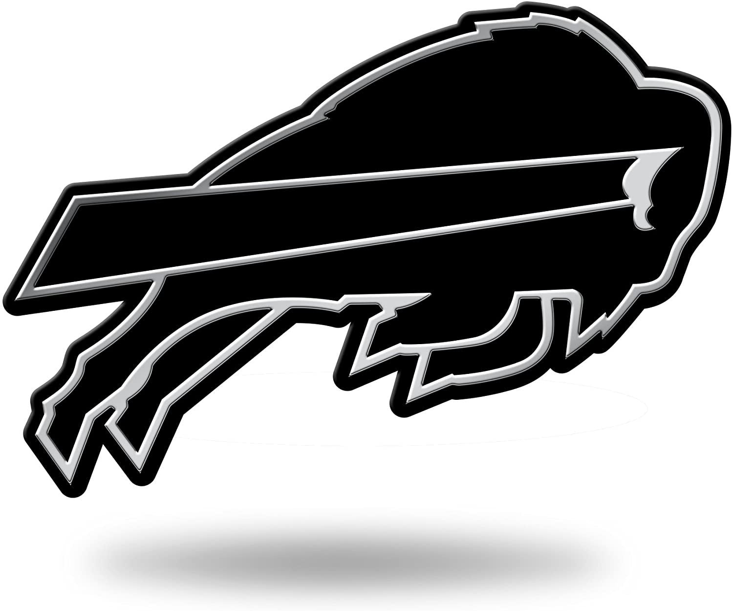 Buffalo Bills Auto Emblem, Silver Chrome Color, Raised Molded Plastic, 3.5 Inch, Adhesive Tape Backing