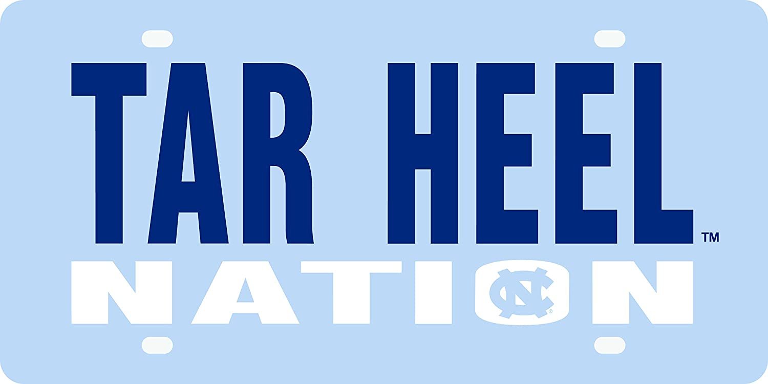 University of North Carolina Tar Heels Premium Laser Cut Tag License Plate, Nation, Mirrored Acrylic Inlaid, 6x12 Inch