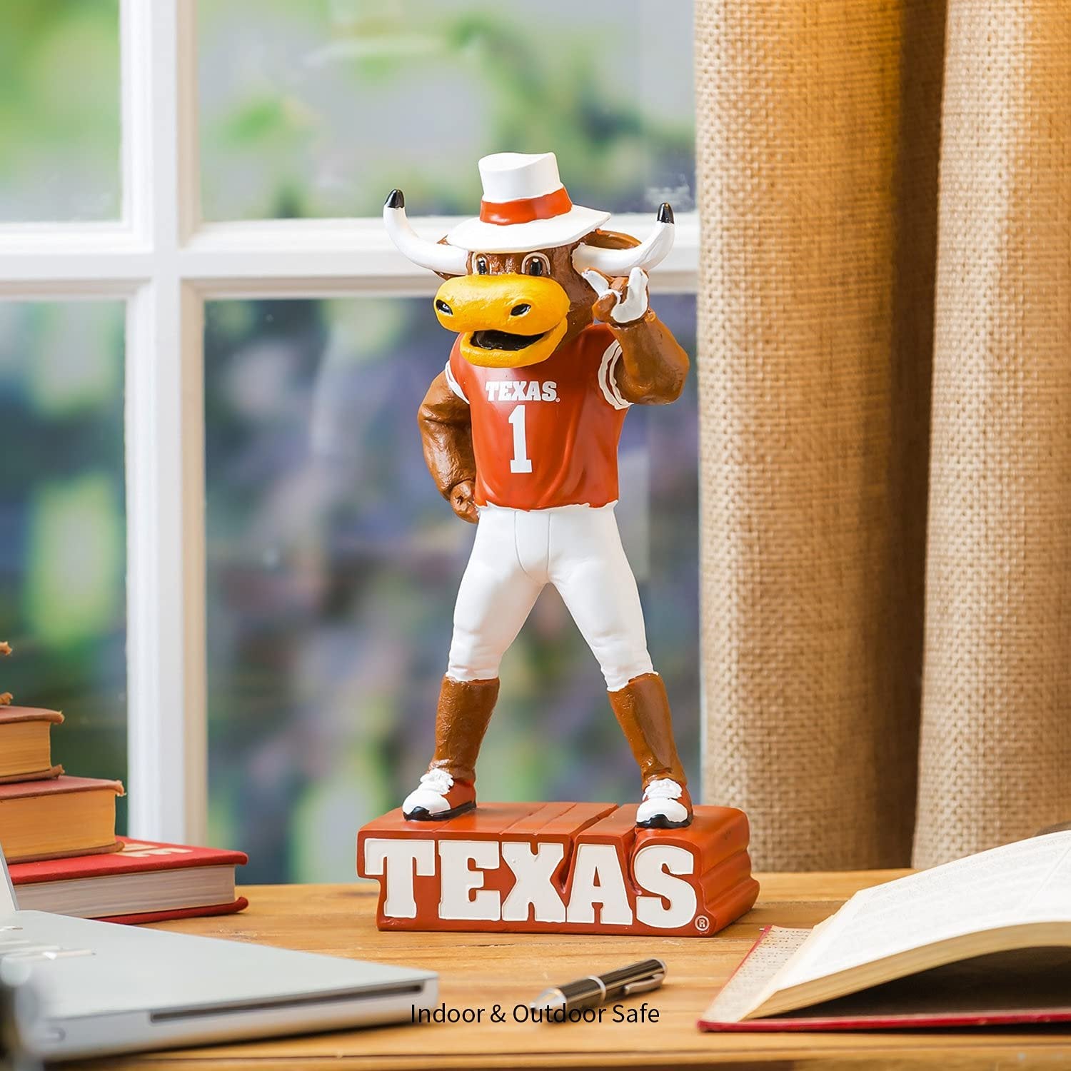 University of Texas Longhorns Team Mascot Garden Statue, Hand Painted Resin, 12 Inch, Indoor Outdoor Decorative Sports Mascot, Officially Licensed