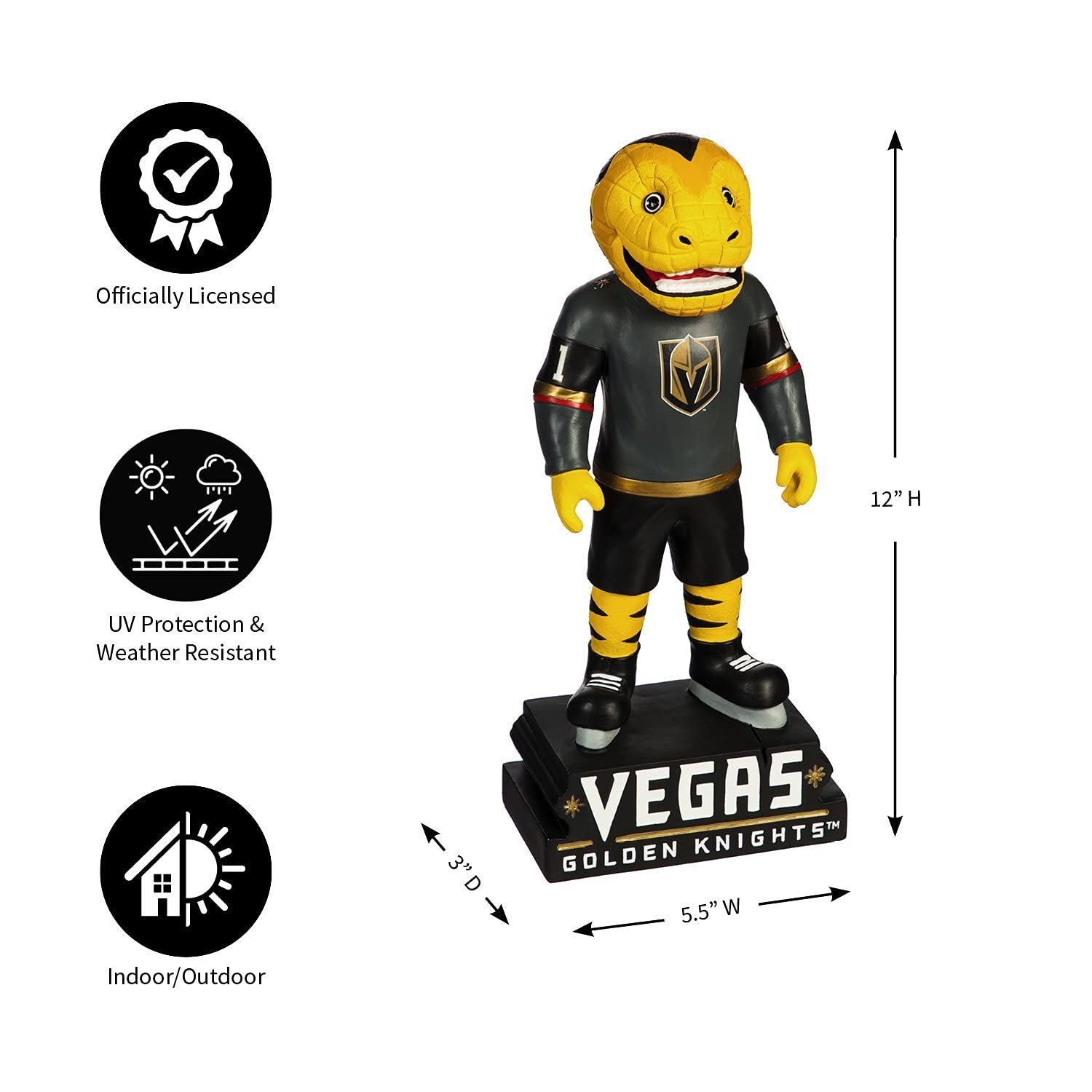 Vegas Golden Knights Team Mascot Garden Statue, Hand Painted Resin, 12 Inch, Indoor Outdoor Decorative Sports Mascot, Officially Licensed