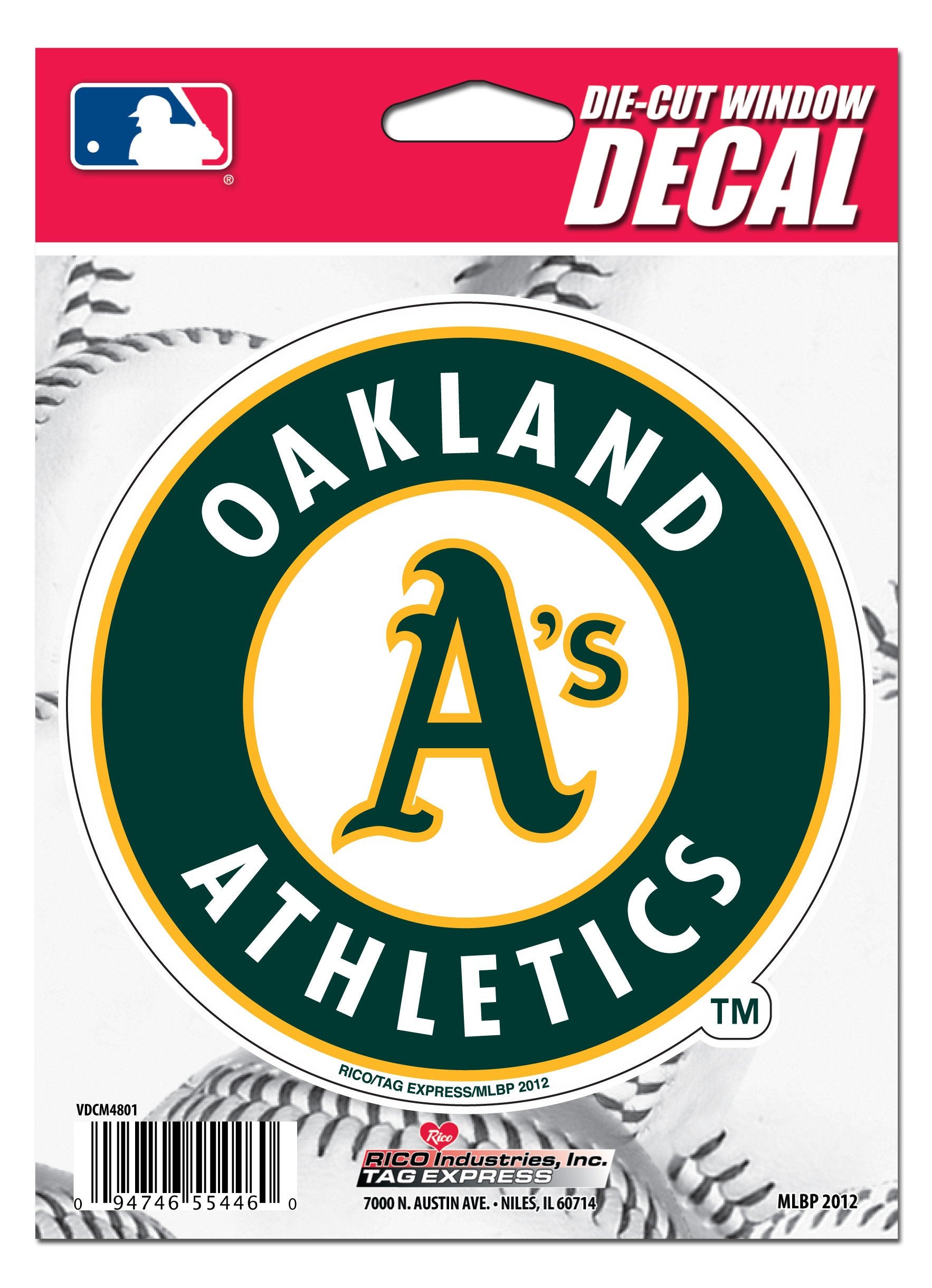 Oakland Athletics A's 5 Inch Vinyl Die Cut Decal Sticker, Primary Logo, Full Adhesive Backing, Peel & Stick, Officially Licensed, Made in the USA