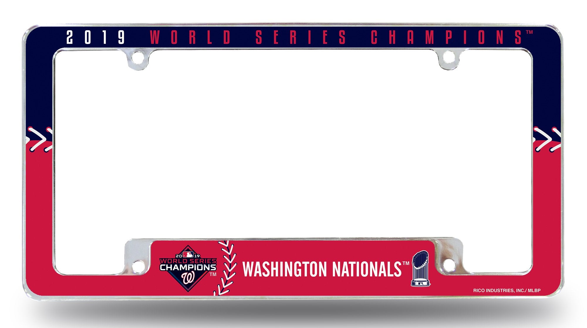 Washington Nationals Premium Metal License Plate Frame Tag Cover, 2019 Champions, All Over Design, 12x6 inch, Pre-Drilled Holes, Officially Licensed, Made in the USA