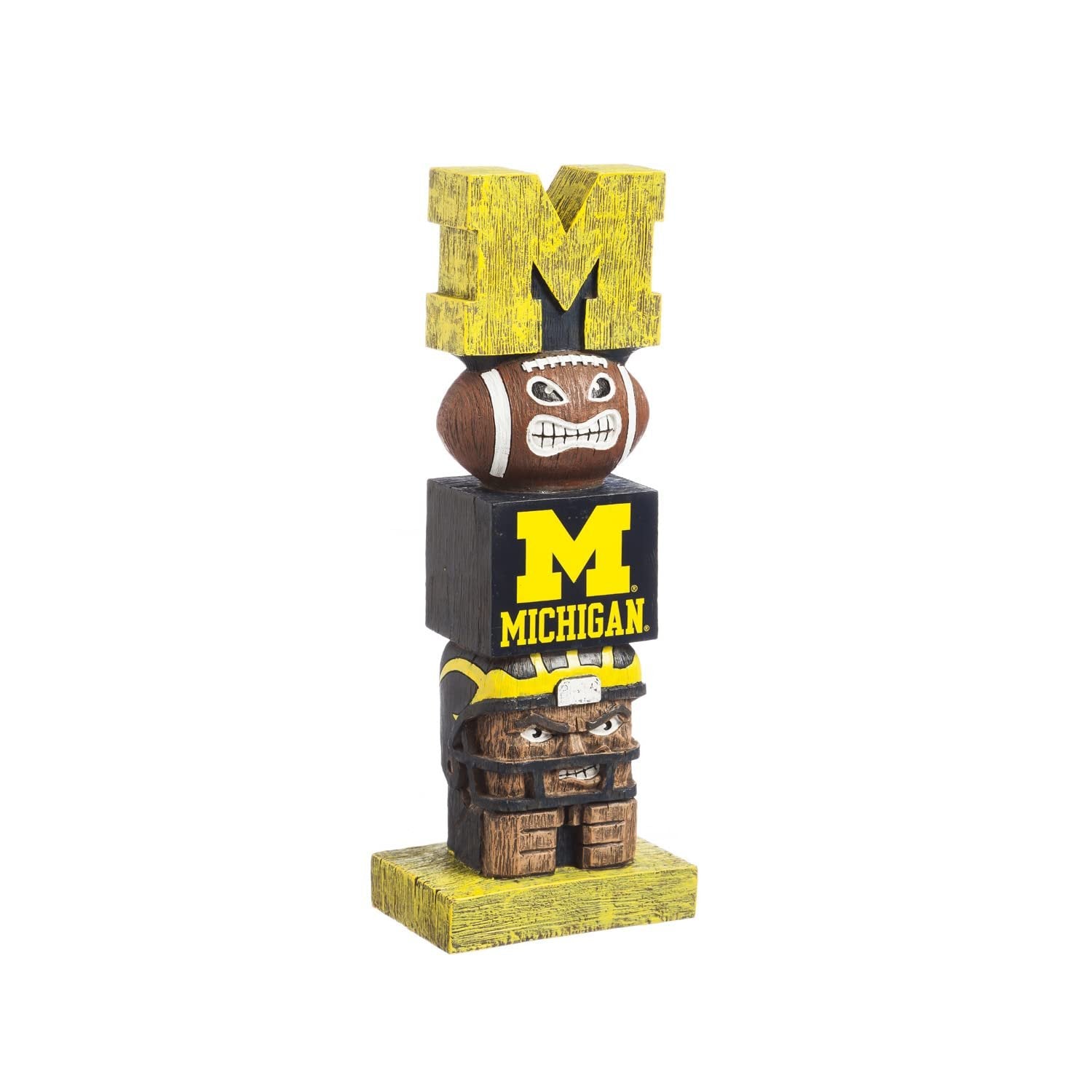University of Michigan Wolverines Tiki Totem Garden Statue, Hand Painted Resin, 16 Inch, Indoor Outdoor Decor, Officially Licensed