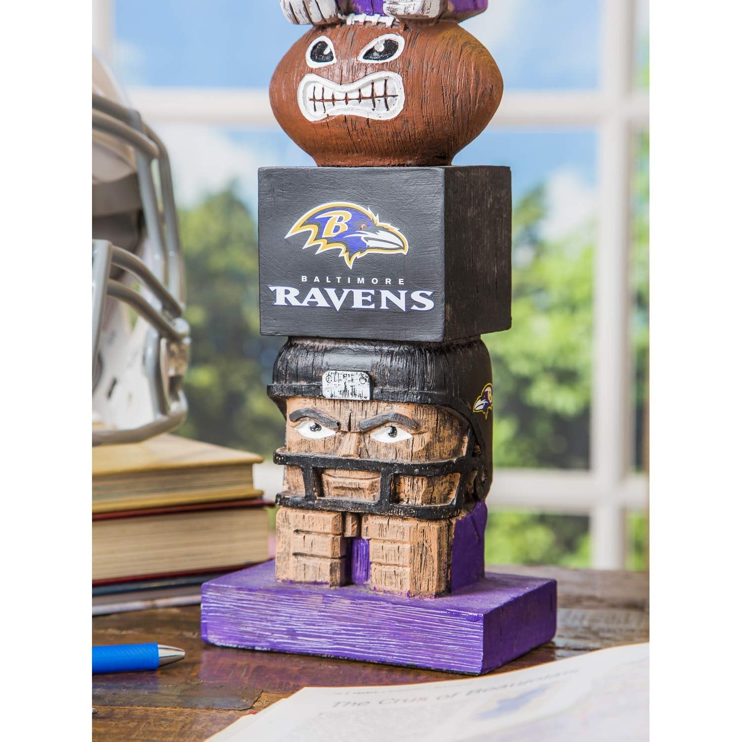 Baltimore Ravens Tiki Totem Garden Statue, Hand Painted Resin, 16 Inch, Indoor Outdoor Decor, Officially Licensed