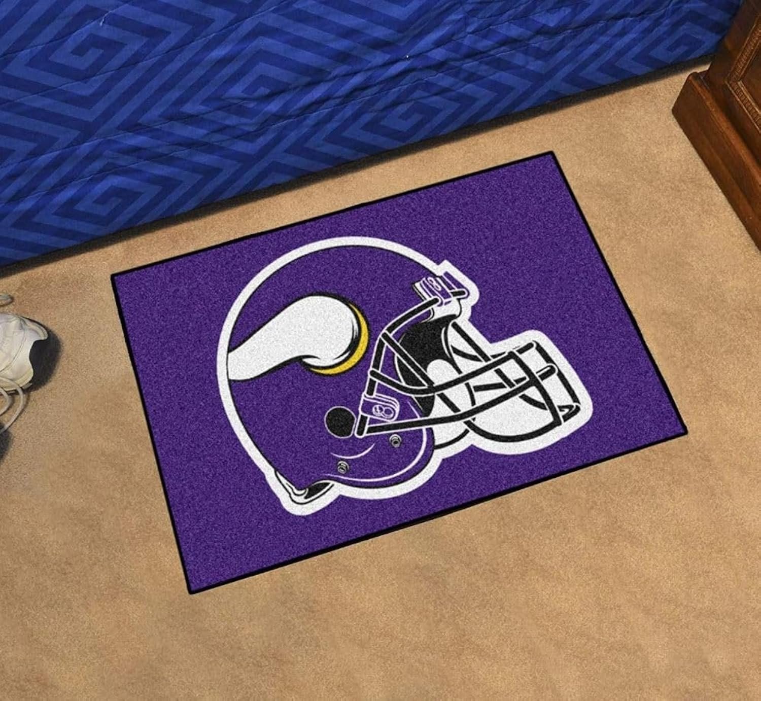 Minnesota Vikings Floor Mat Area Rug, 20x30 Inch, Nylon, Anti-Skid Backing, Officially Licensed