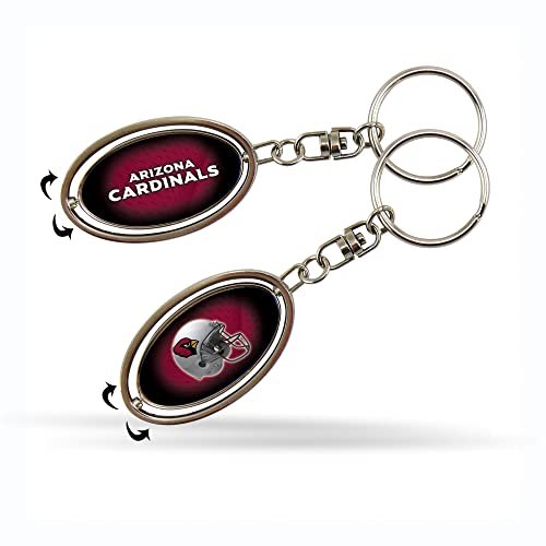 Arizona Cardinals Premium Metal Keychain, 2-Sided Spinner, Oval Fob