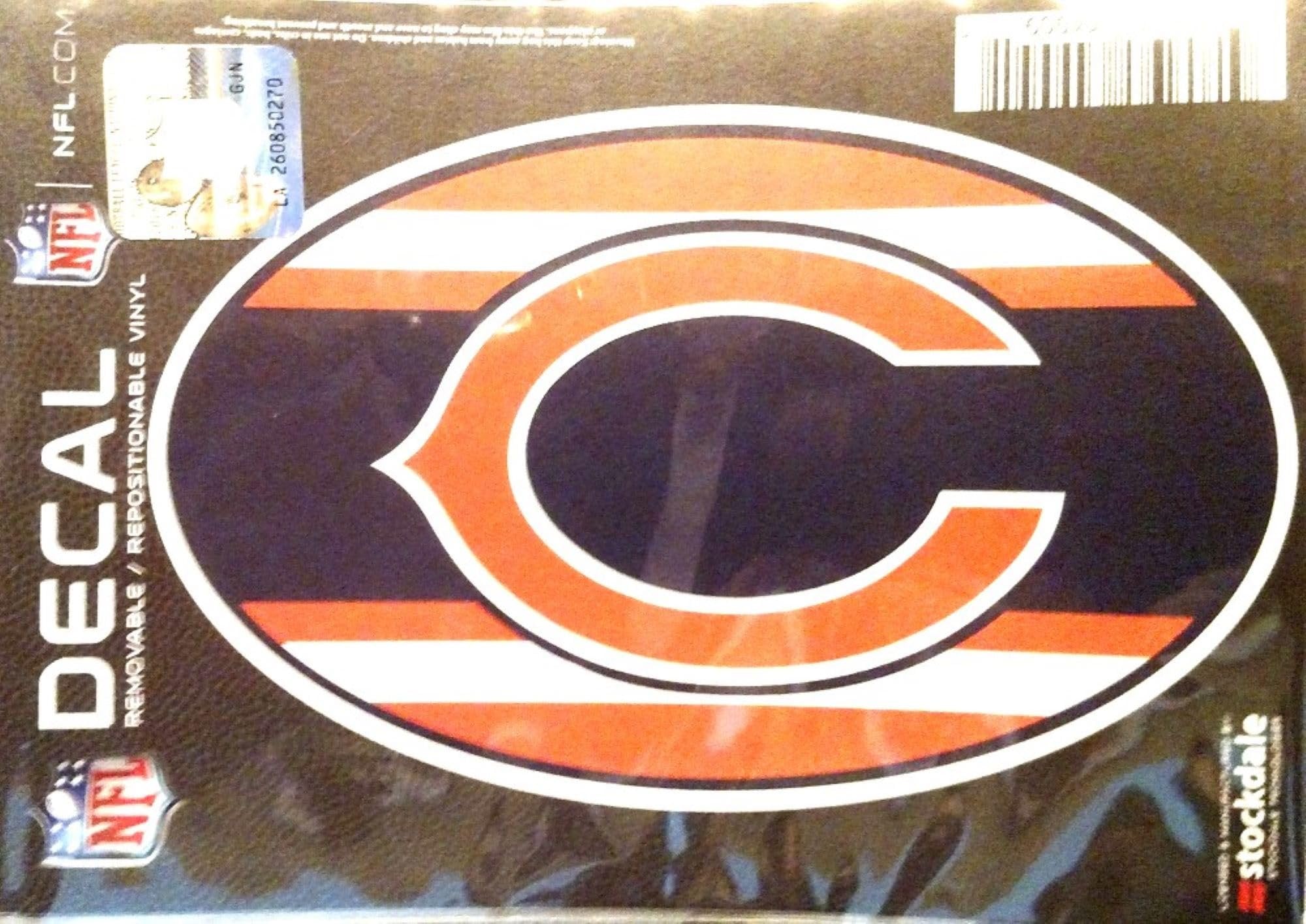 Chicago Bears 5 Inch Oval Sticker Decal, Super Stripe Design, Flat Vinyl, Full Adhesive Backing, Peel and Stick Application, Officially Licensed, Made in the USA