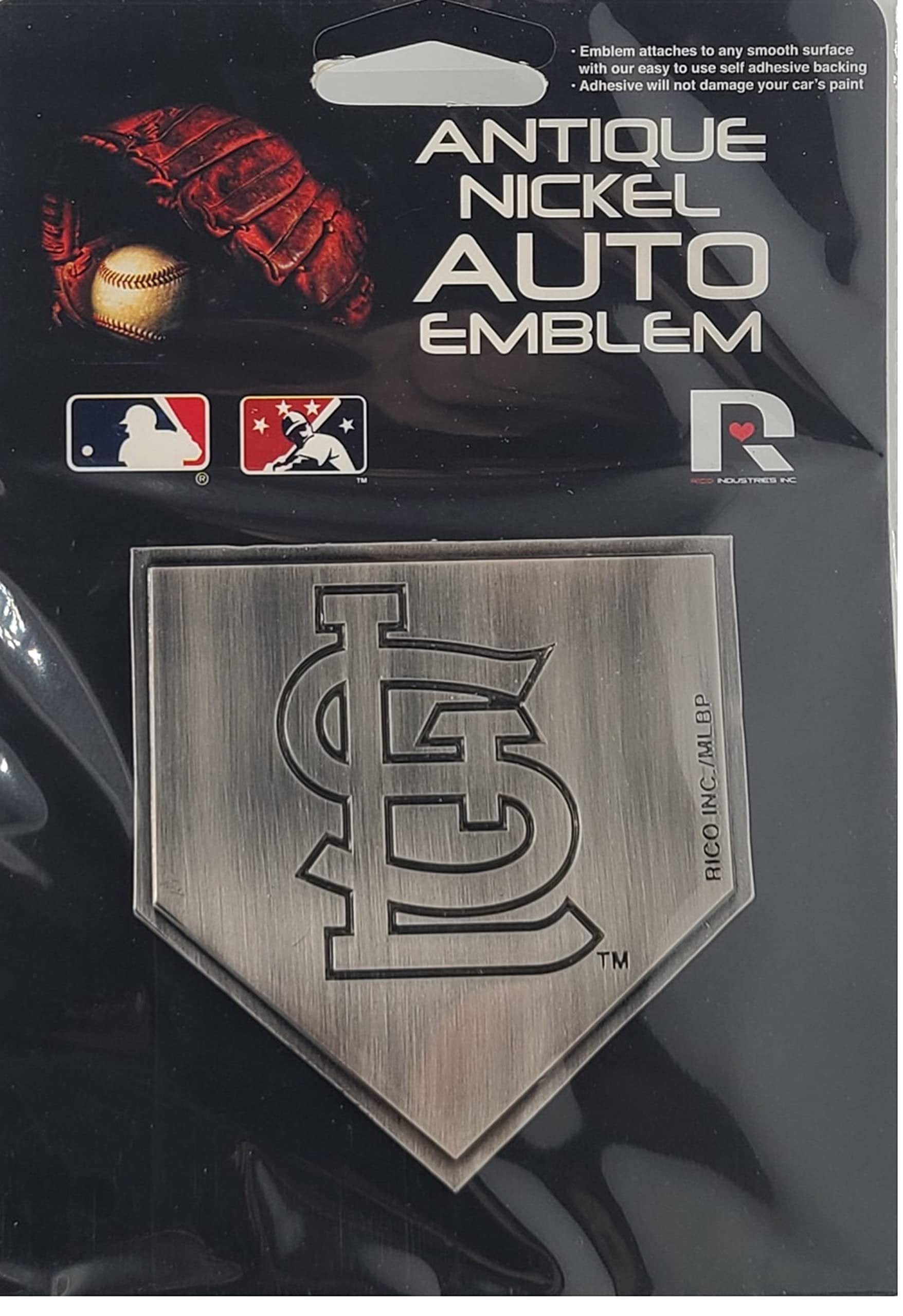 St Louis Cardinals Premium Solid Metal Auto Emblem, Antique Nickel Design, Plate Design, Die Cut, Full Adhesive Backing, Officially Licensed
