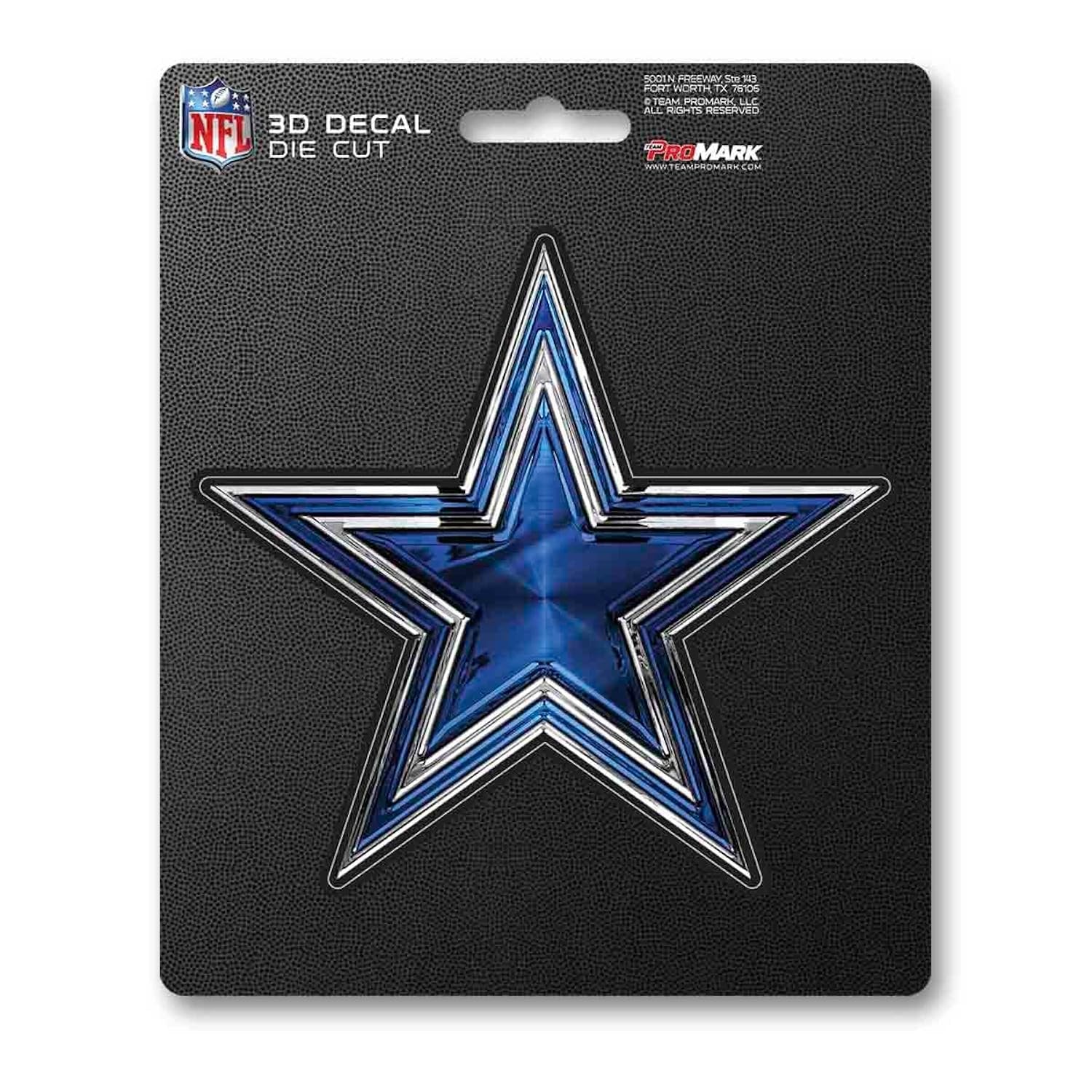 Dallas Cowboys 2.5 Inch Vinyl Die Cut Decal Sticker, Chrome Shimmer Metallic 3D Design, Primary Logo, Full Adhesive Backing, Peel & Stick, Officially Licensed