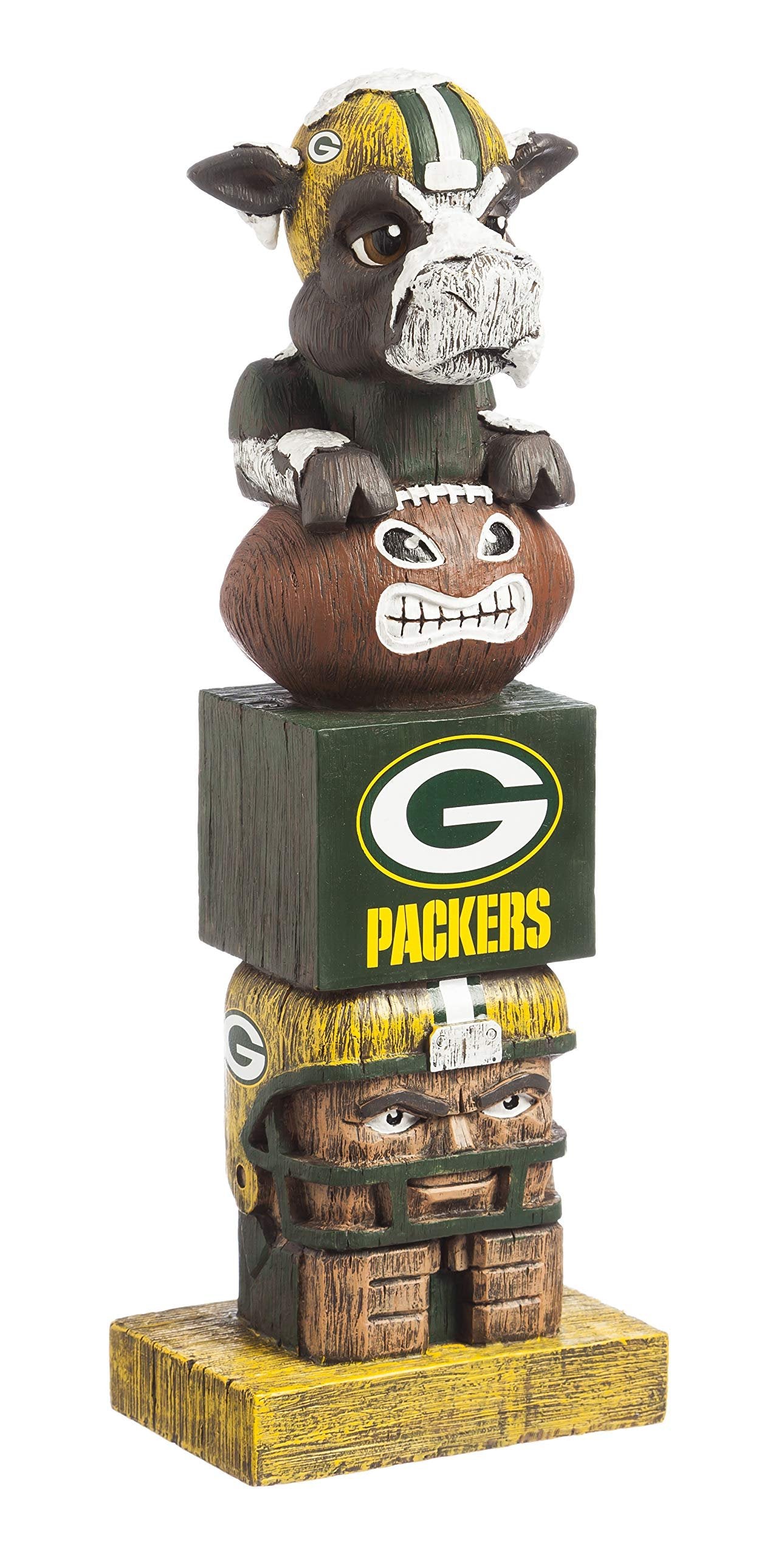 Green Bay Packers Tiki Totem Garden Statue, Hand Painted Resin, 16 Inch, Indoor Outdoor Decor, Officially Licensed