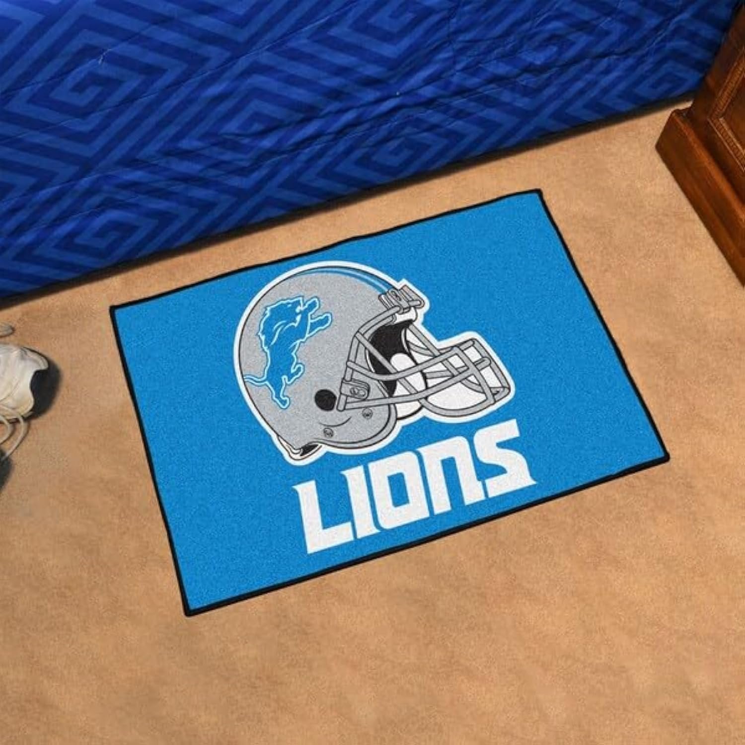 Detroit Lions Floor Mat Area Rug, 20x30 Inch, Nylon, Anti-Skid Backing, Officially Licensed