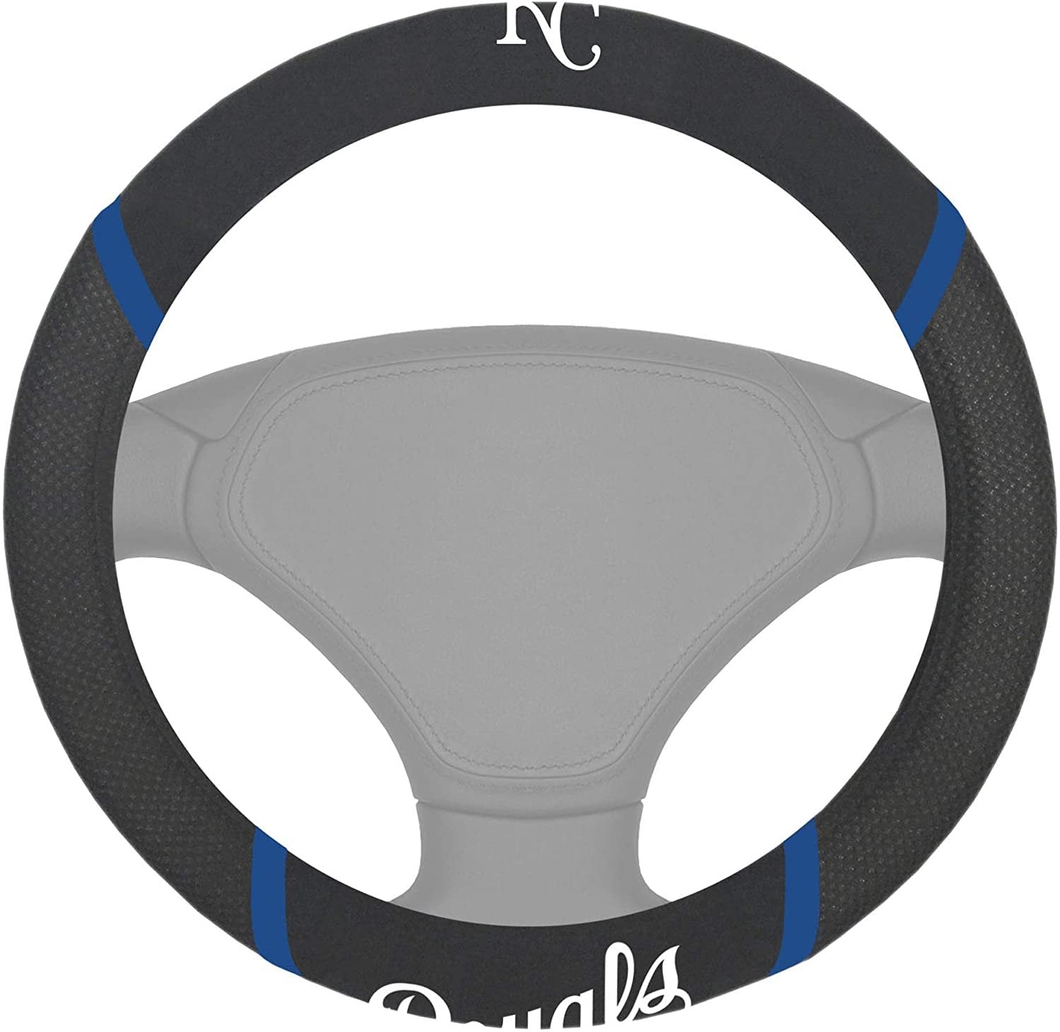Kansas City Royals Steering Wheel Cover Premium Embroidered Black 15 Inch