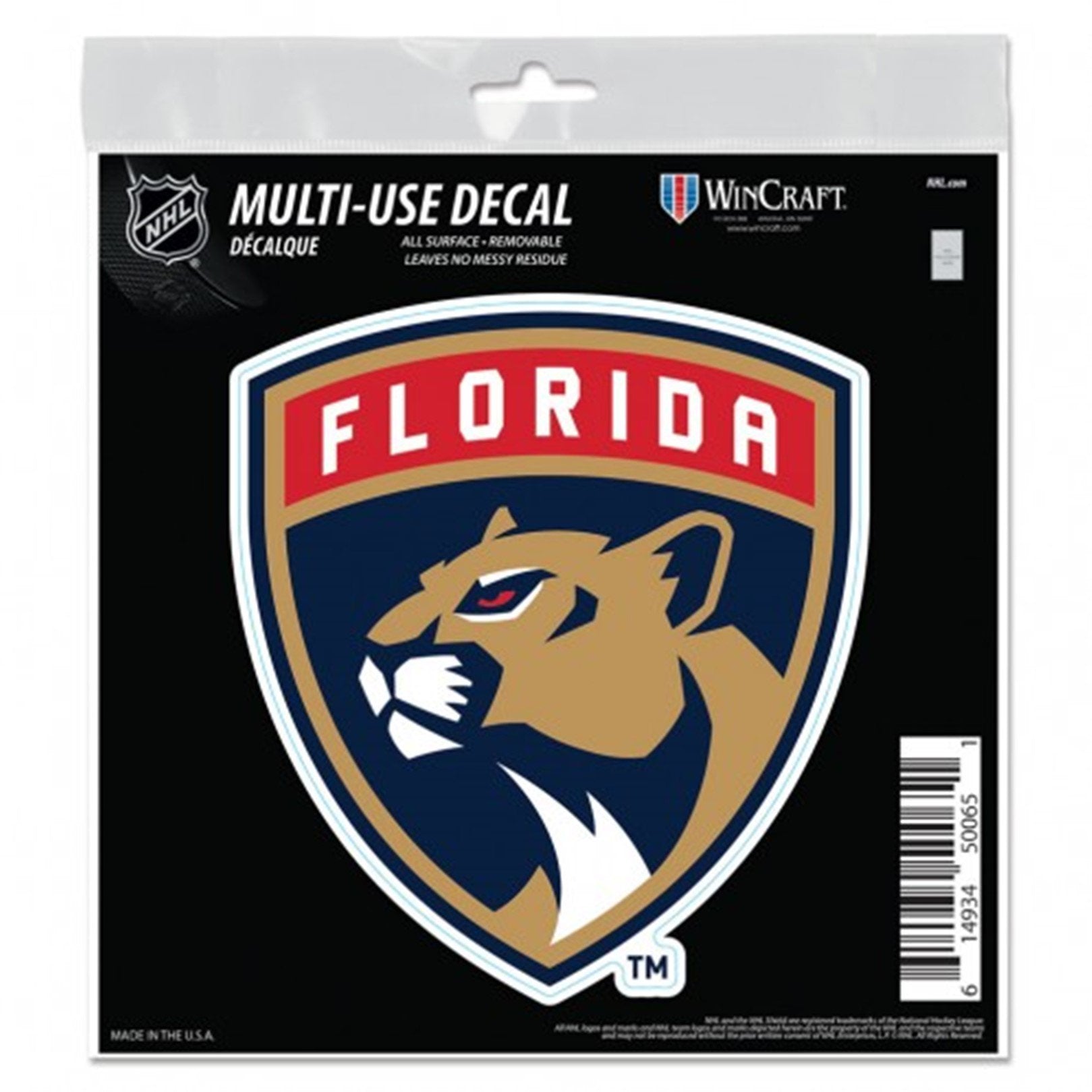 Florida Panthers 6 Inch Decal Sticker, Home or Auto, Die Cut, All-Surface, Officially Licensed