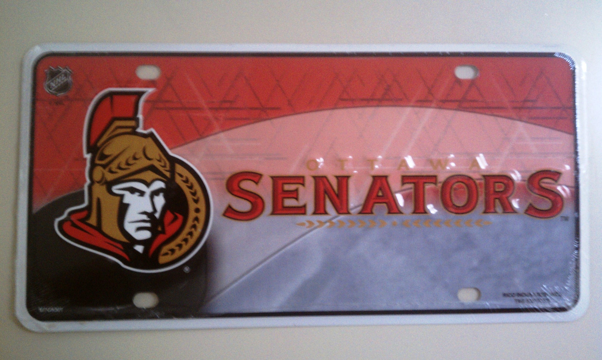 Ottawa Senators Premium Metal Tag License Plate, Puck Design, 12x6 Inch, Pre-Drilled Holes, Officially Licensed