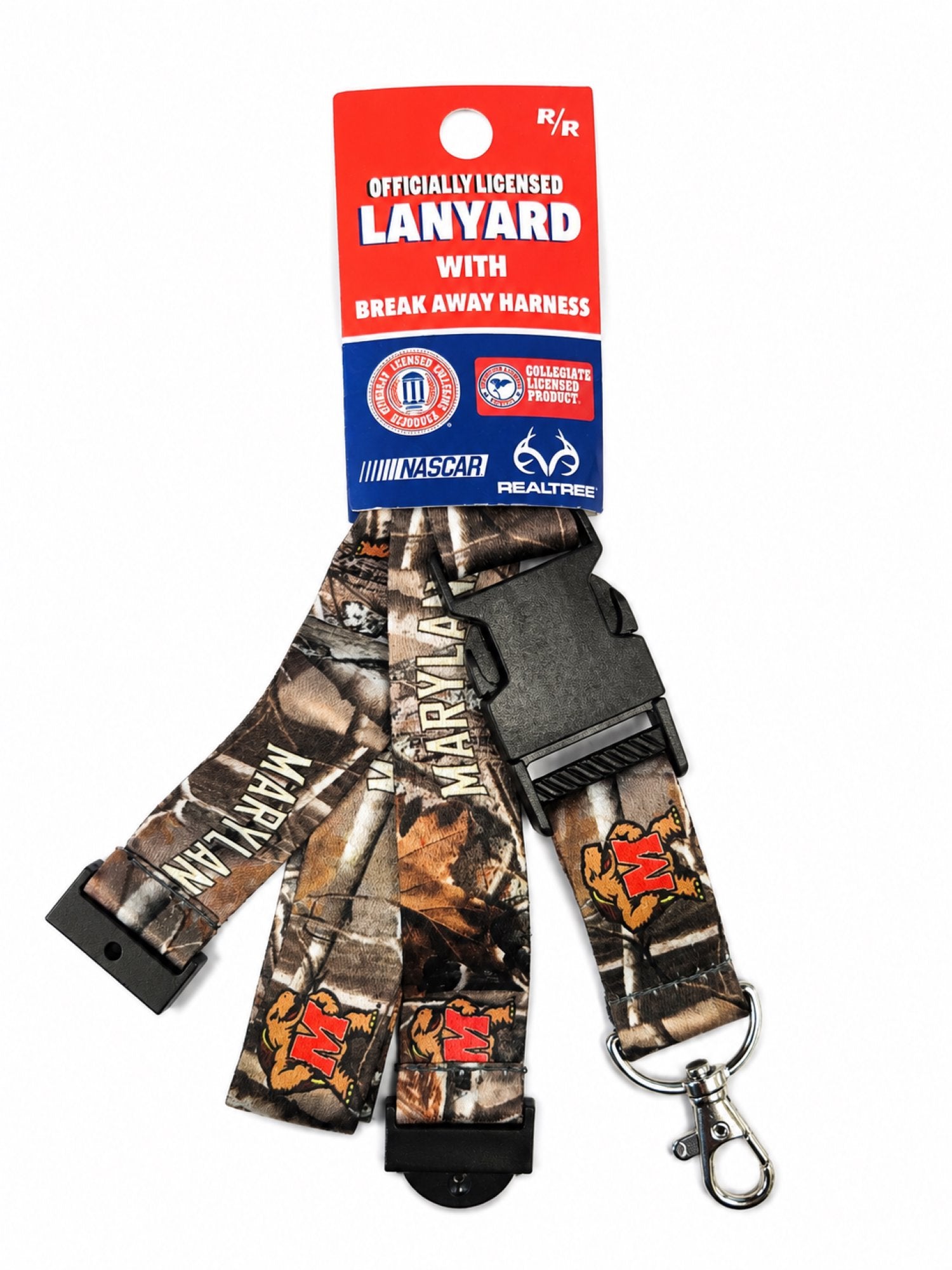 University of Maryland Terrapins Realtree Xtra® Premium Lanyard Keychain Double Sided Detachable Design, Camo Styling, Adult 22 Inch