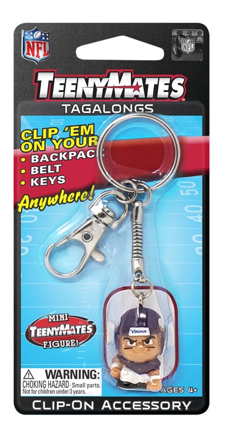 Minnesota Vikings Keychain Carabiner, 1 Inch Teeny Mate Player, Officially Licensed