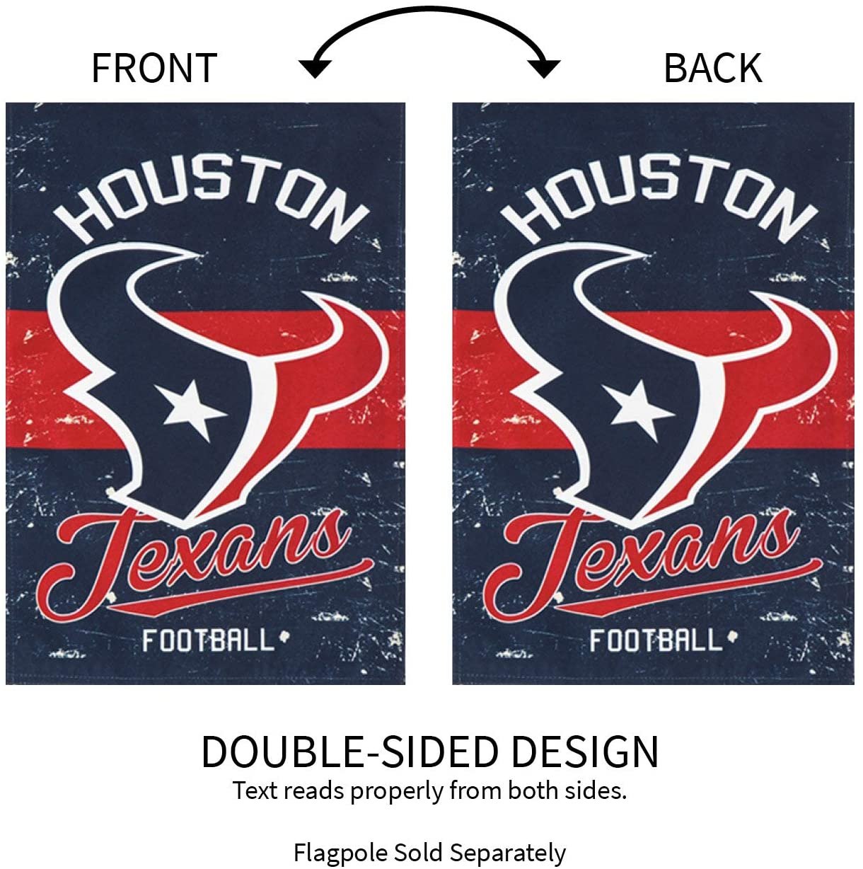 Houston Texans Premium Garden Flag Banner, Double Sided, Retro Vintage Design, Linen, 13x18 Inch