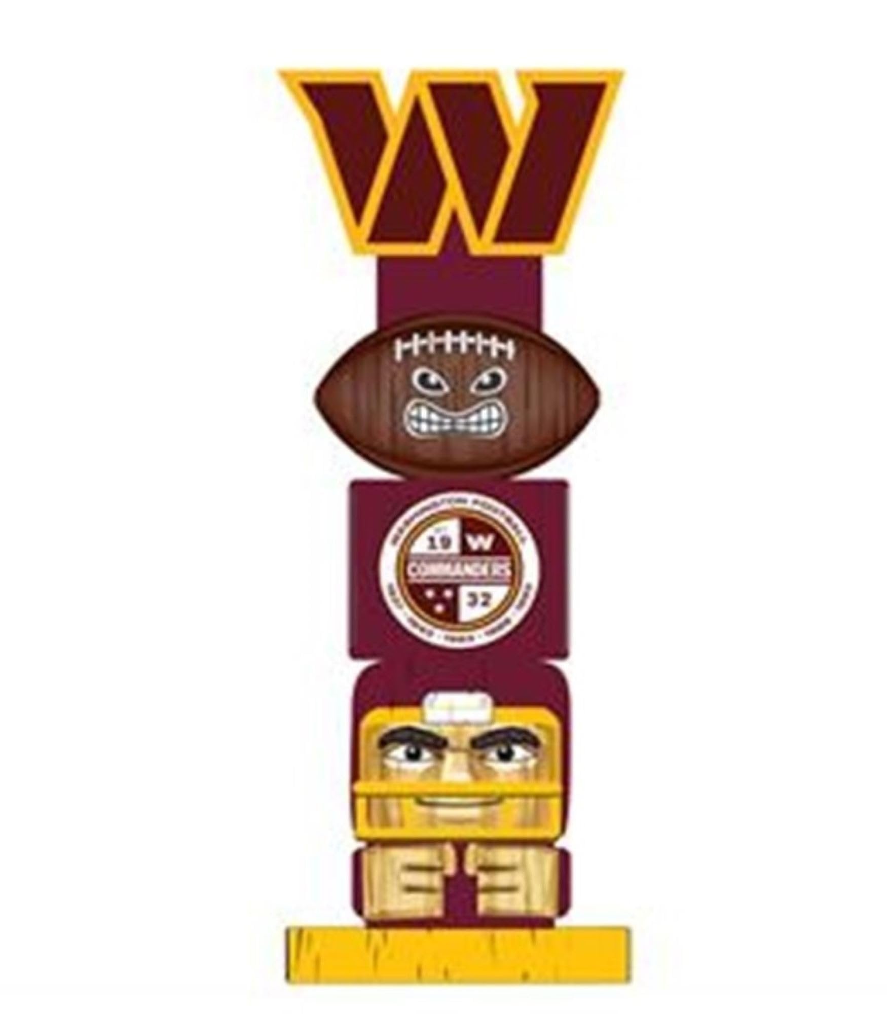 Team Sports America Washington Commanders Garden Statue, Tiki Totem Style, Outdoor or Indoor Use, 16 Inch Tall, Beautiful Hand Painted Resin Construction