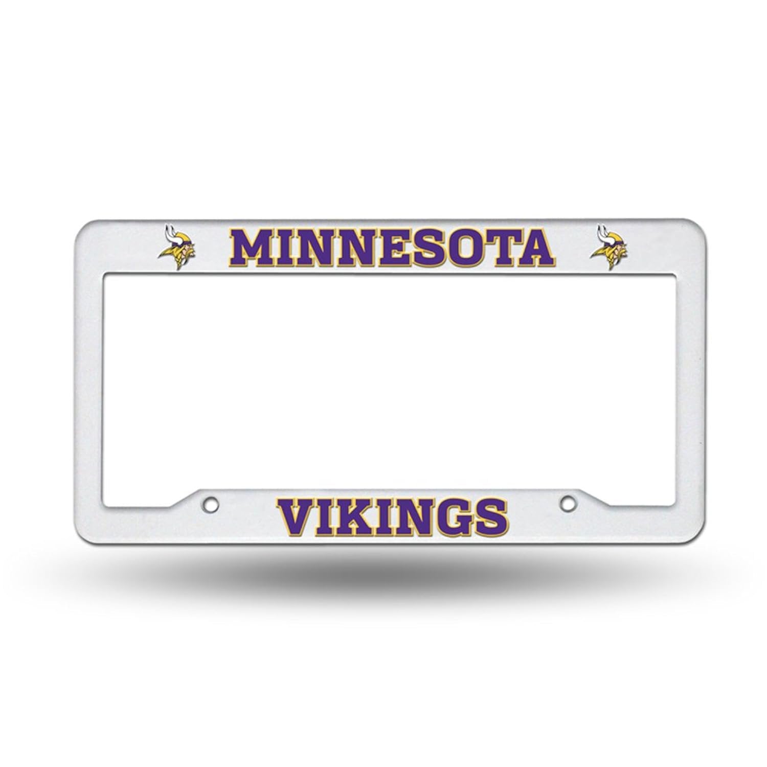 Minnesota Vikings License Plate Frame Tag Cover, White Plastic, 12x6 Inch, Officially Licensed