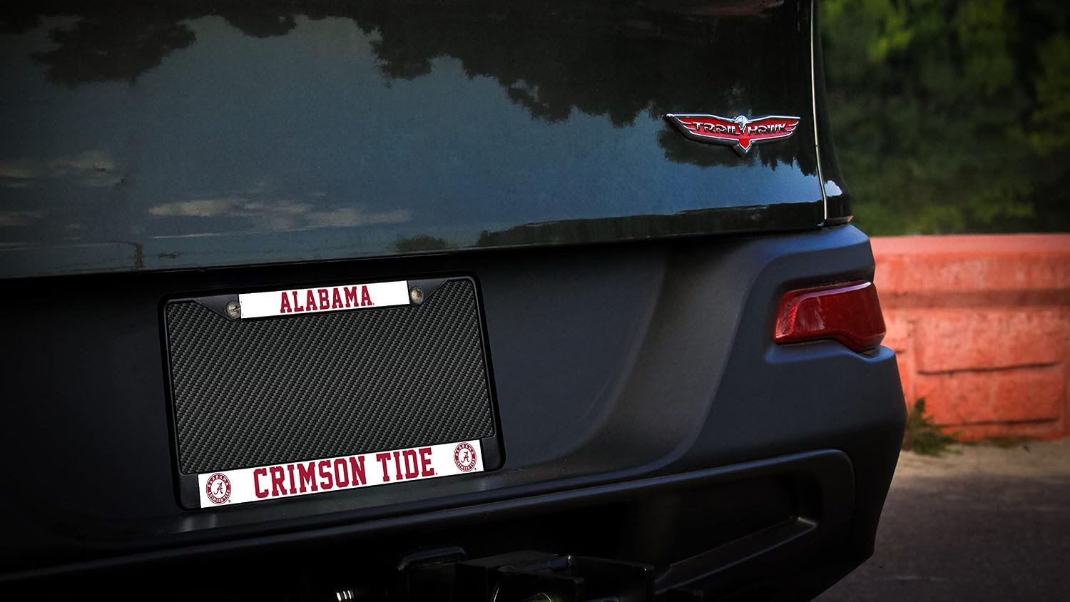 University of Alabama Crimson Tide License Plate Frame Tag Cover, Black Chrome Metal, 12x6 Inch, Officially Licensed