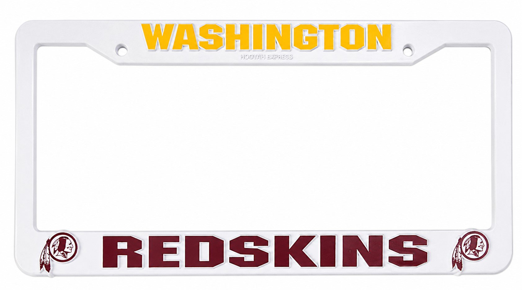 Washington Redskins Retro Logo Commanders License Plate Frame Tag Cover, White Plastic, 12x6 Inch, Officially Licensed