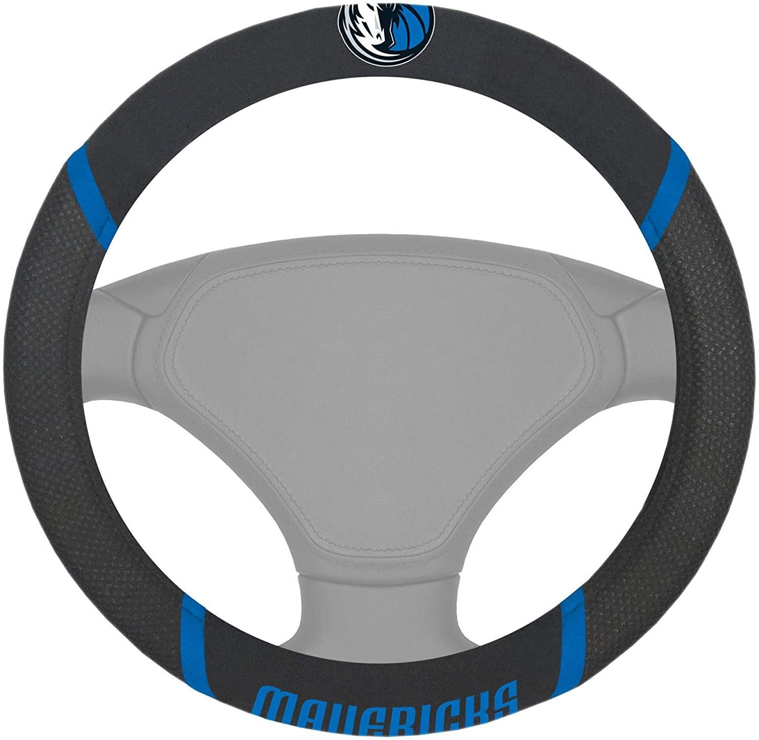 Dallas Mavericks Steering Wheel Cover Premium Embroidered Black 15 Inch