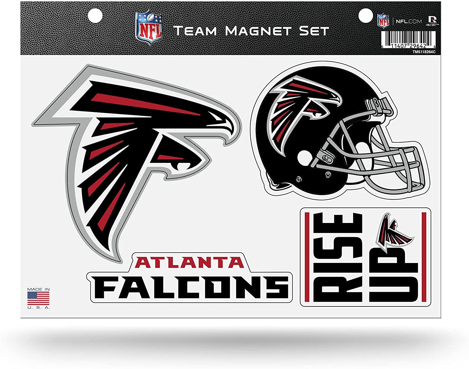 Rico Industries NFL Atlanta Falcons 8.5" x 11" Team Magnet Set for Car, Refrigerator, Fridge, Locker, Office Cabinet