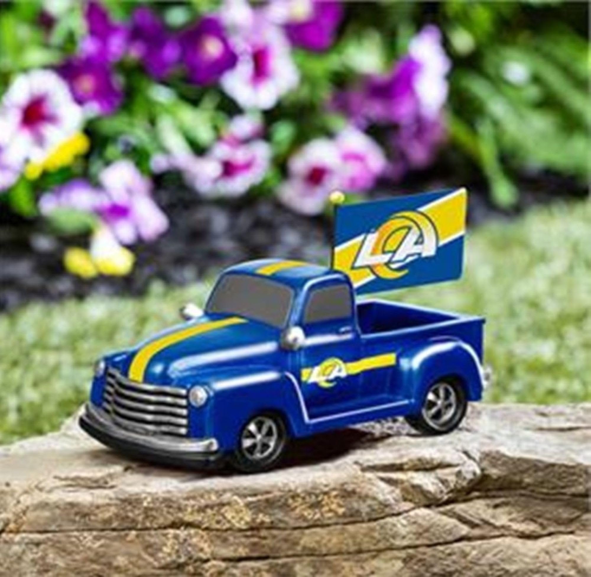 Los Angeles Rams 9 Inch Metal Rally Truck Statue, Outdoor Garden or Indoor Fan Decor, Sports Fan Collectible Figurine, Officially Licensed