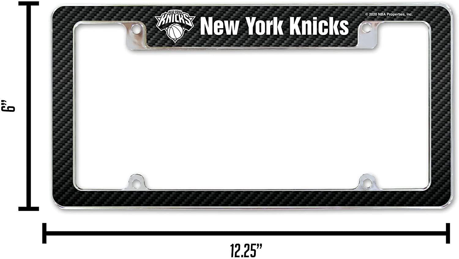 New York Knicks Metal License Plate Frame Chrome Tag Cover Carbon Fiber Design 6x12 Inch