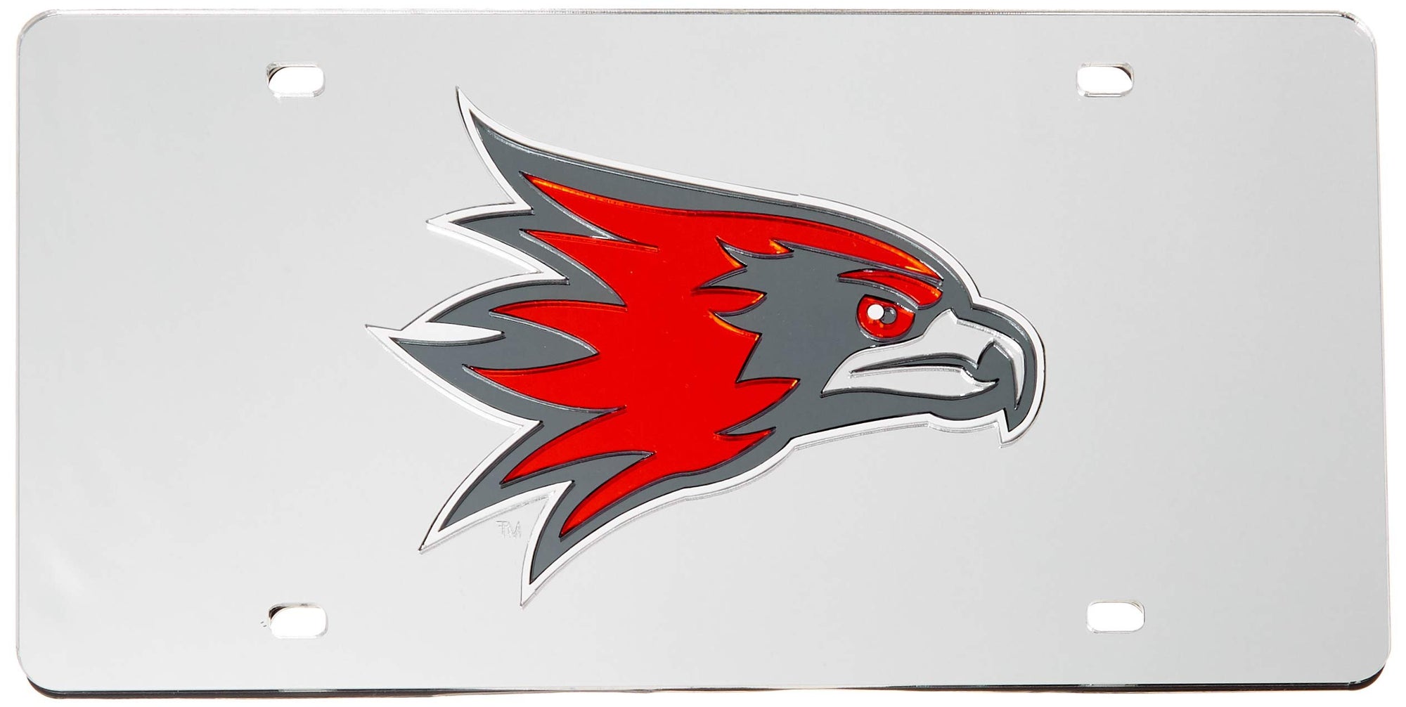 Southeast Missouri State University Redhawks Premium Laser Cut Tag License Plate, Mirrored Acrylic Inlaid, 12x6 Inch