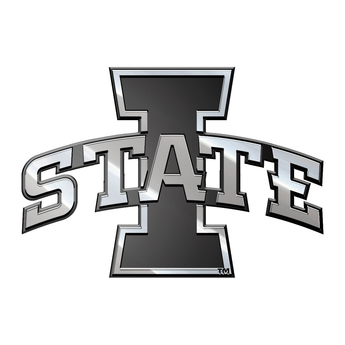 Iowa State University Cyclones Premium Solid Metal Raised Auto Emblem Shape Cut Adhesive Backing, Officially Licensed