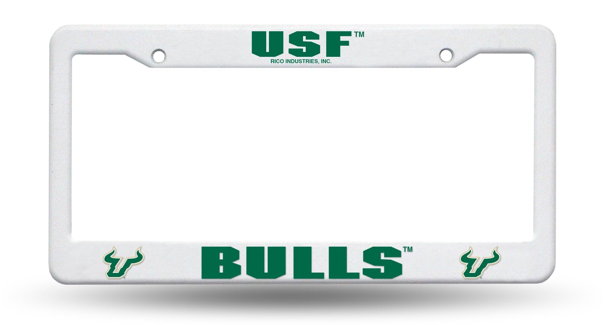 University of South Florida Bulls USF License Plate Frame Tag Cover, White Plastic, 12x6 Inch, Officially Licensed