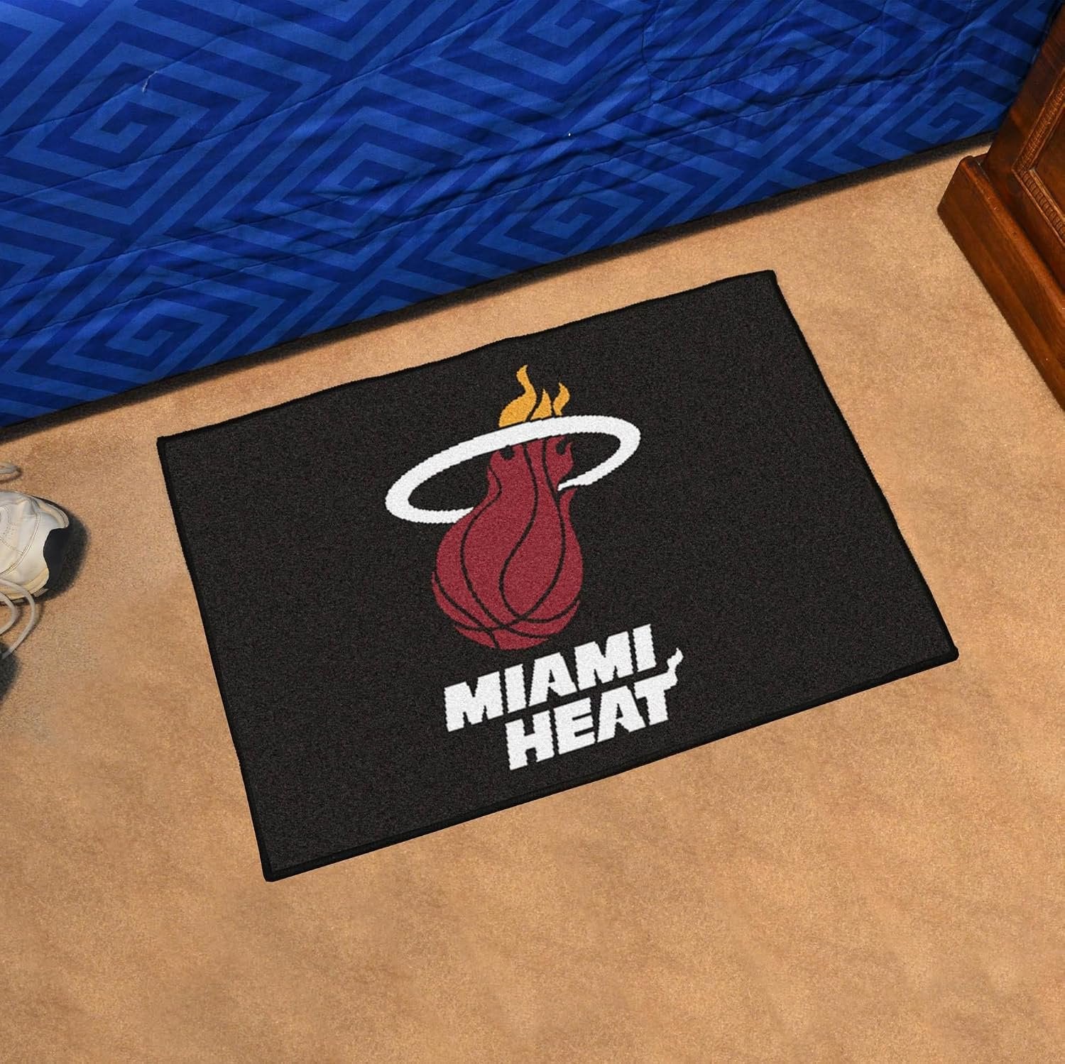 Miami Heat Floor Mat Area Rug, 20x30 Inch, Nylon, Anti-Skid Backing, Officially Licensed