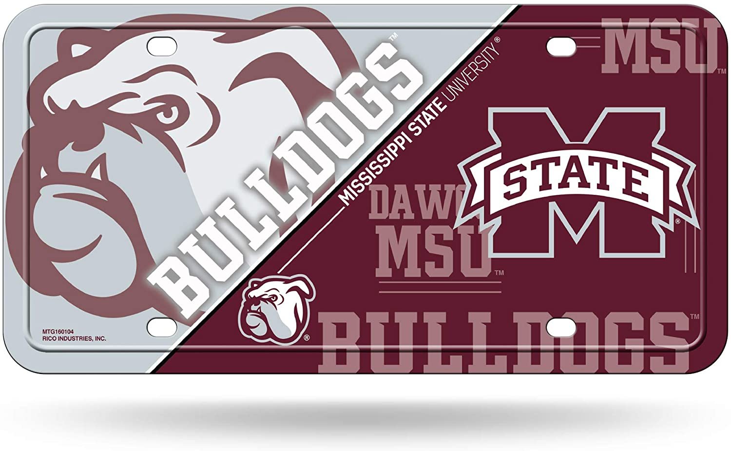 Mississippi State University Bulldogs Metal Tag License Plate 6x12 Inch Split Design