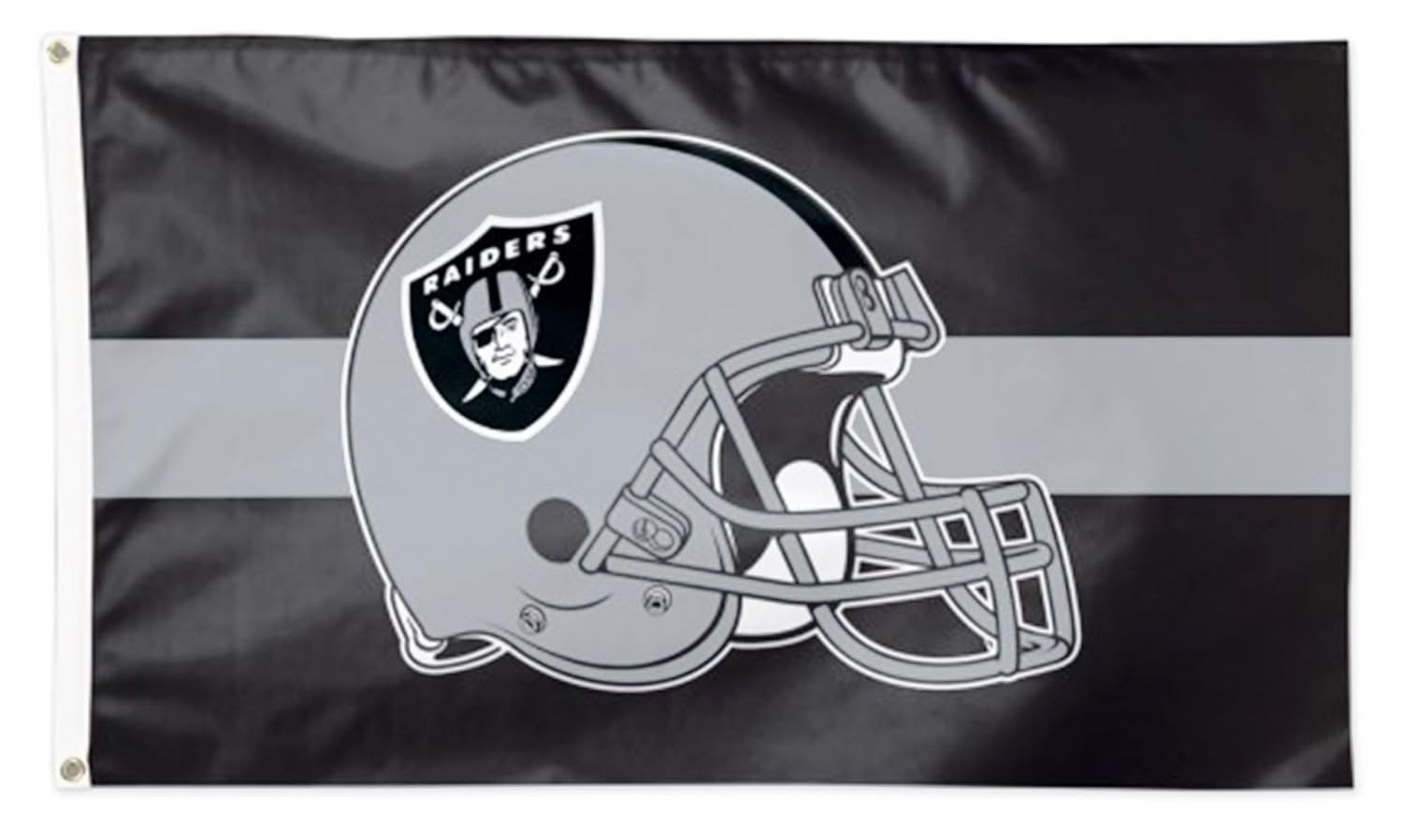 Las Vegas Raiders Flag Banner, 3x5 Feet, Helmet Design, Polyester, Metal Grommets, Single Sided, Outdoor Display