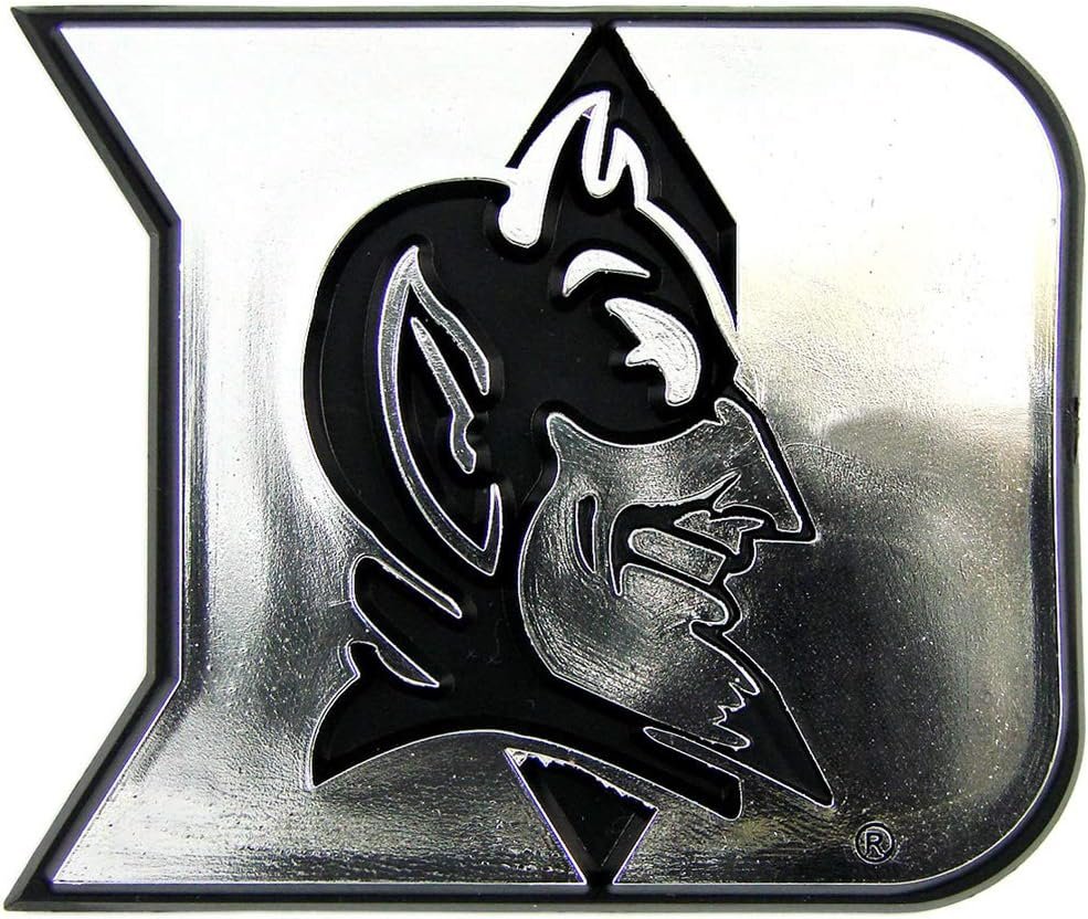 Duke University Demon Deacons Silver Chrome Color Auto Emblem Molded Raised Adhesive Tape Backing