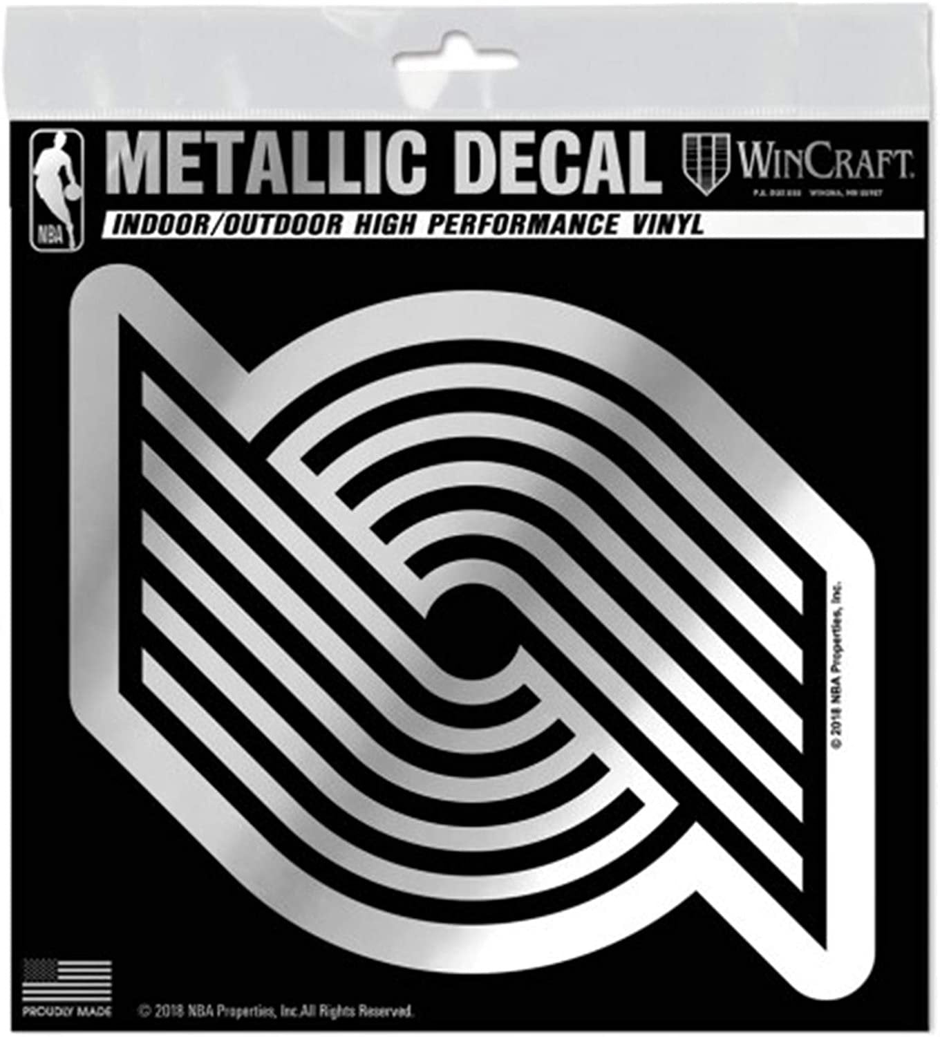 Portland Trail Blazers 6 Inch Decal Sticker, Metallic Chrome Shimmer Design