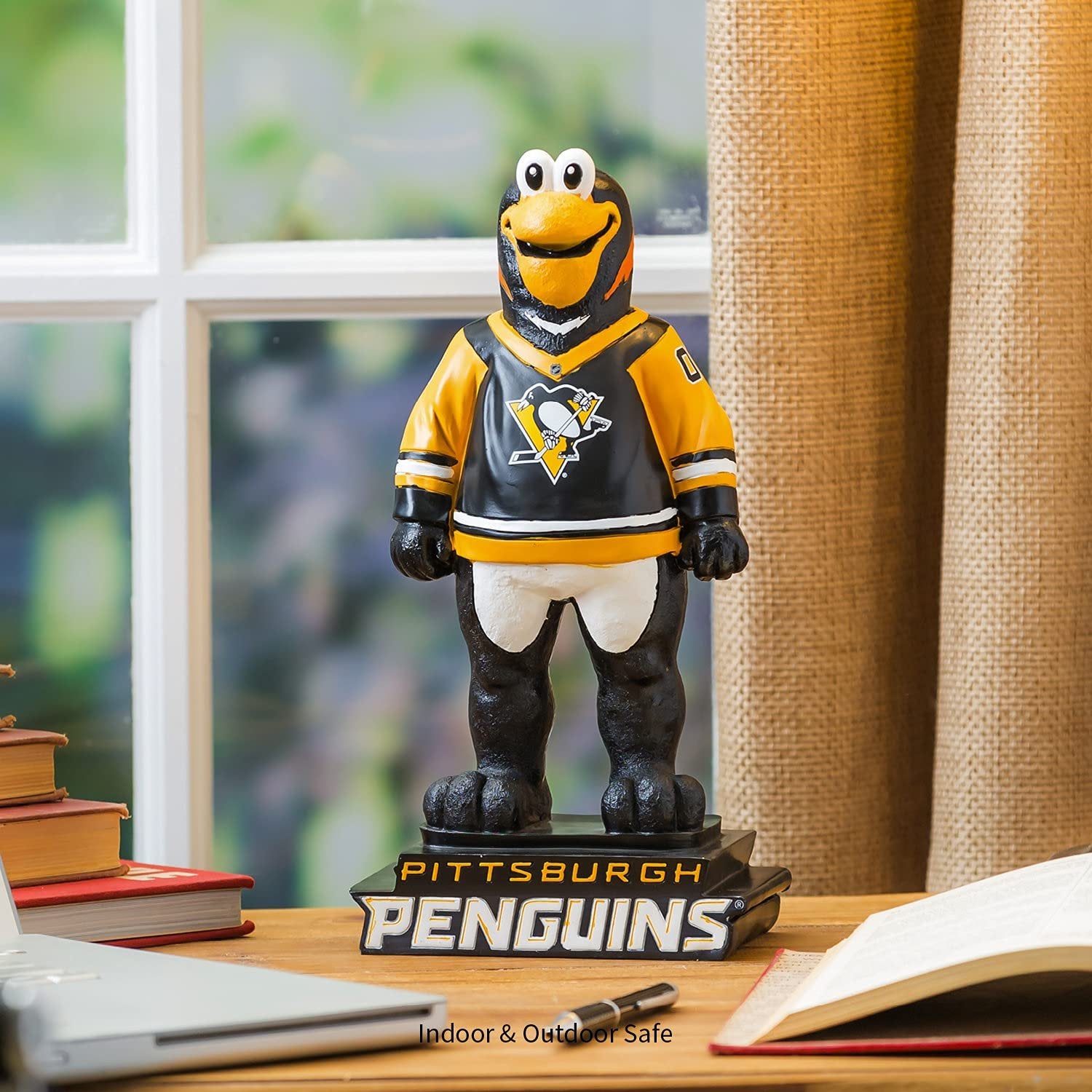 Pittsburgh Penguins Team Mascot Garden Statue, Hand Painted Resin, 12 Inch, Indoor Outdoor Decorative Sports Mascot, Officially Licensed