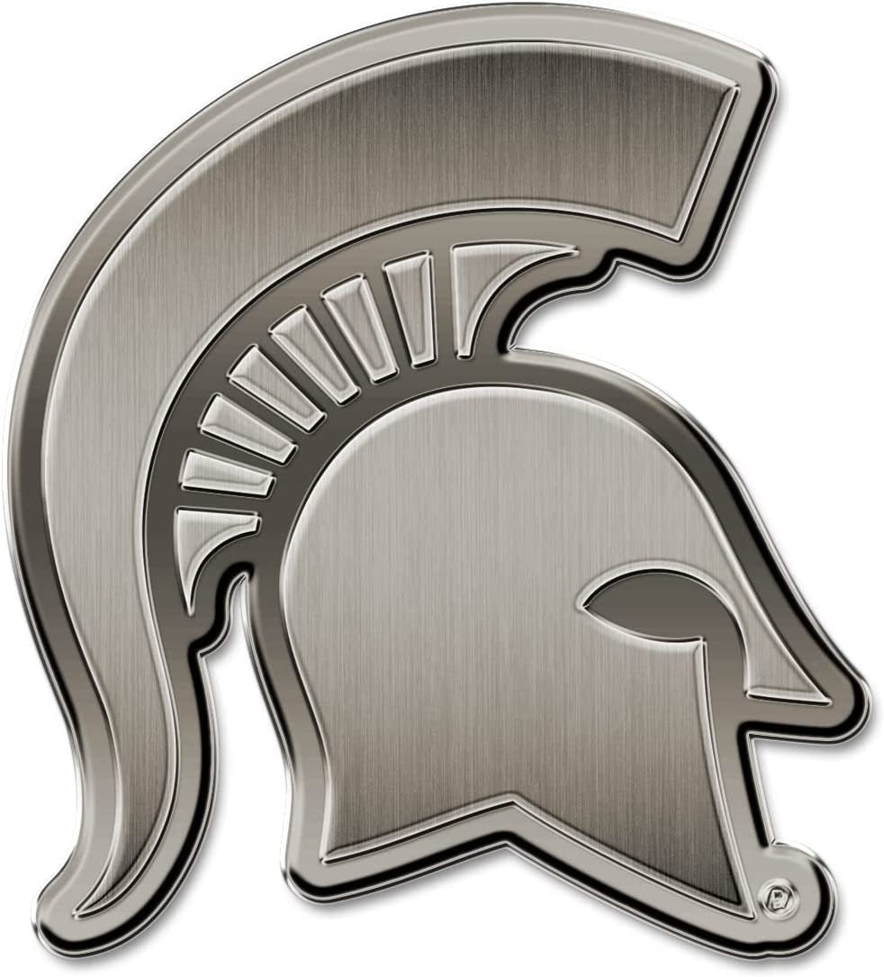 Michigan State University Spartans Solid Metal Auto Emblem Antique Nickel for Car/Truck/SUV