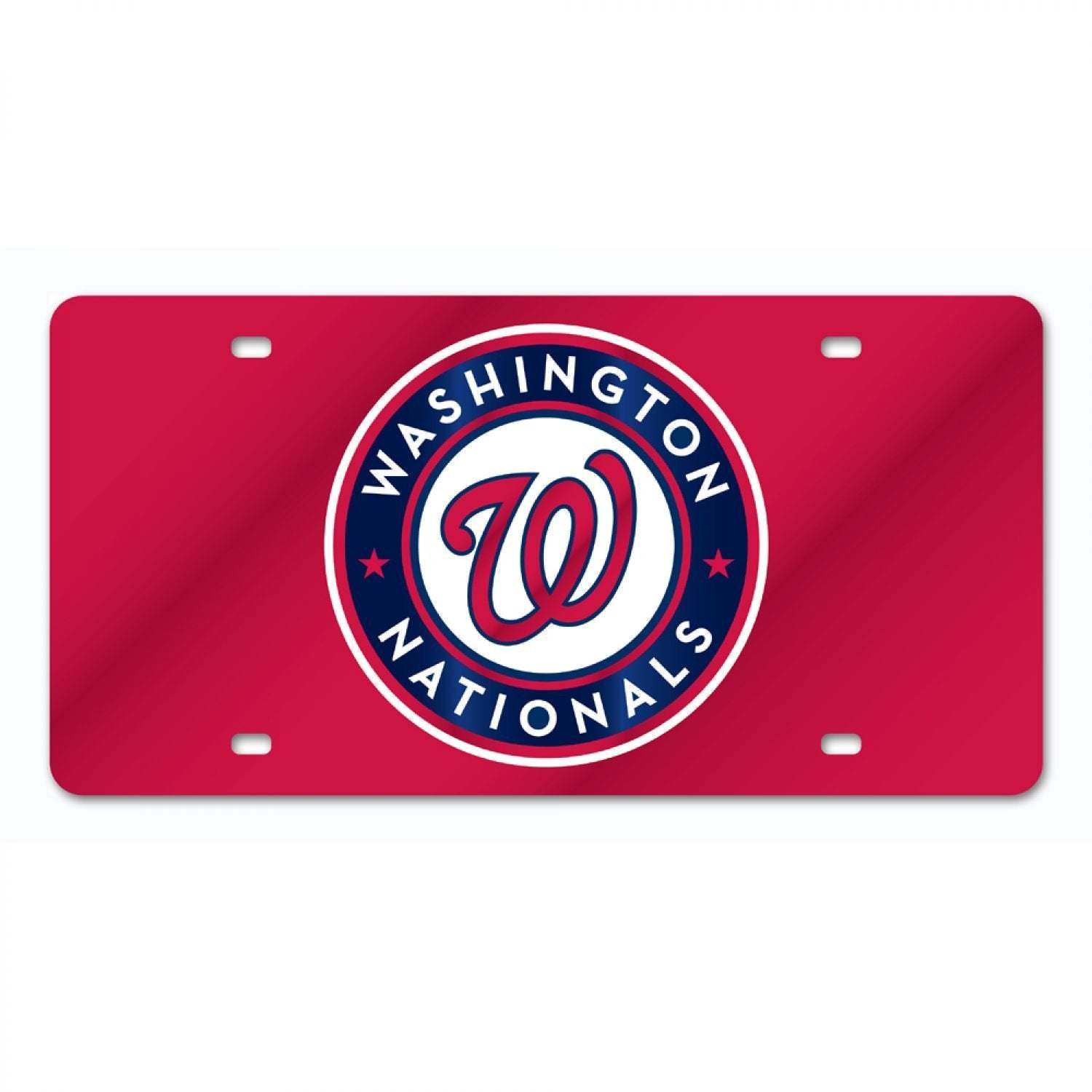 Washington Nationals Premium Laser Cut Tag License Plate, Red Mirrored Acrylic Inlaid, 12x6 Inch
