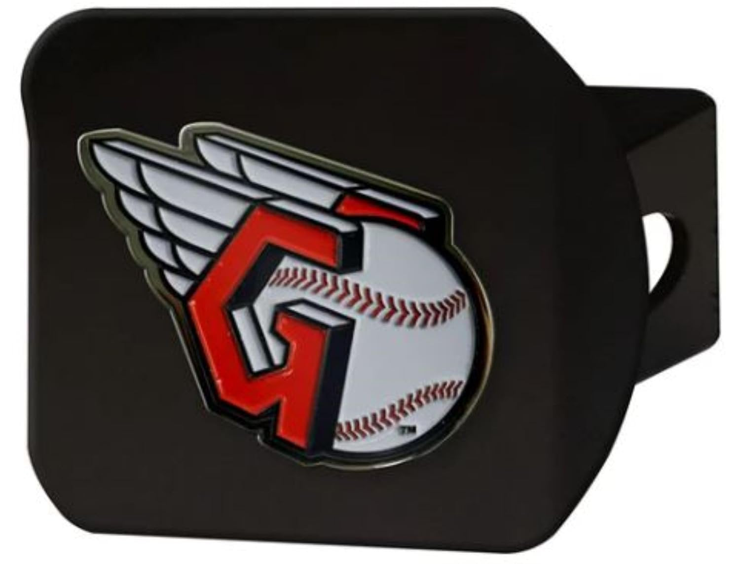 Cleveland Guardians Hitch Cover, Black Solid Metal, Raised Color Emblem, 2" Square, Officially Licensed