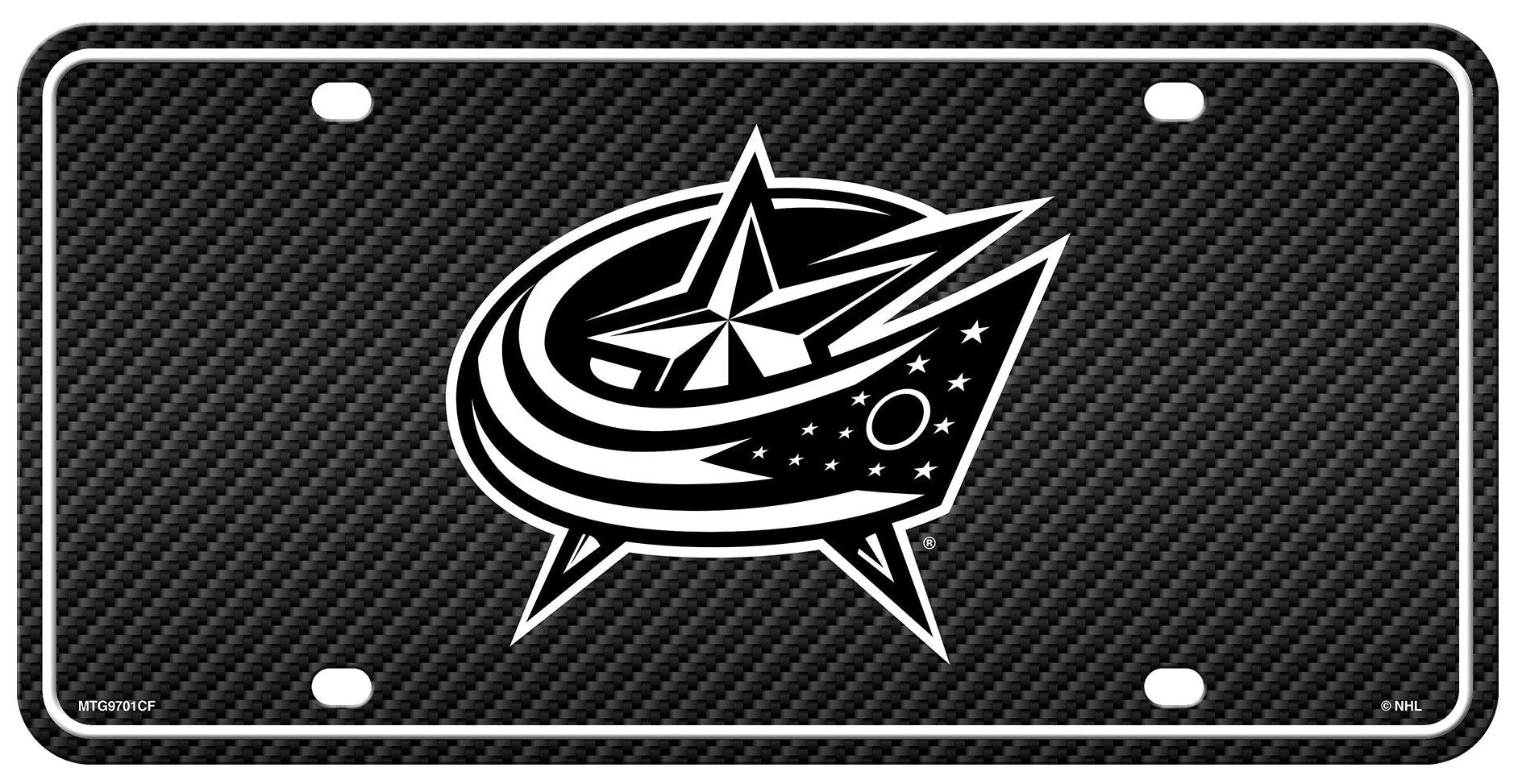 Columbus Blue Jackets Premium Metal Tag License Plate, Carbon Fiber Design, 12x6 Inch, Pre-Drilled Holes, Officially Licensed